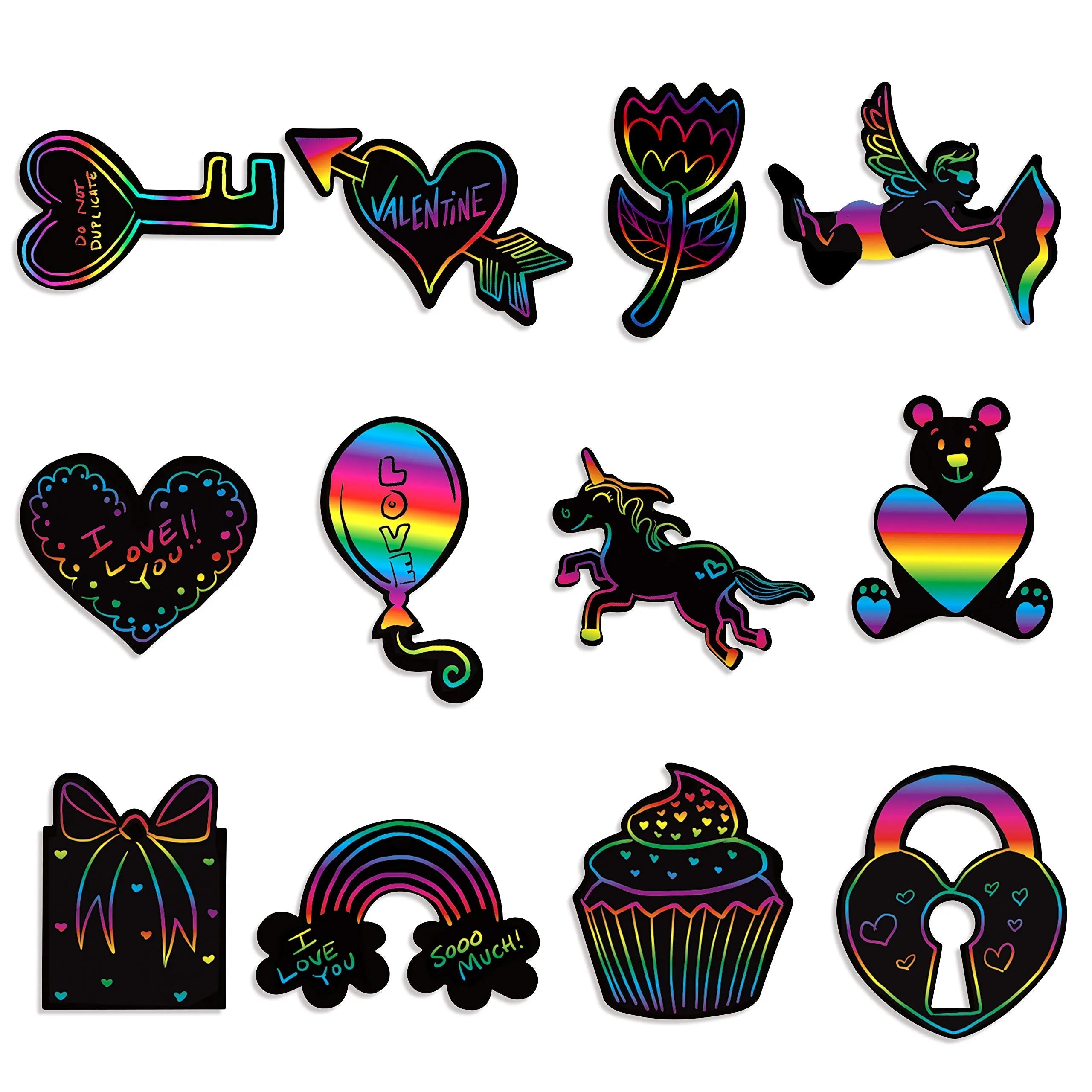 28 Sets Valentine's Day Scratch Paper for Kids