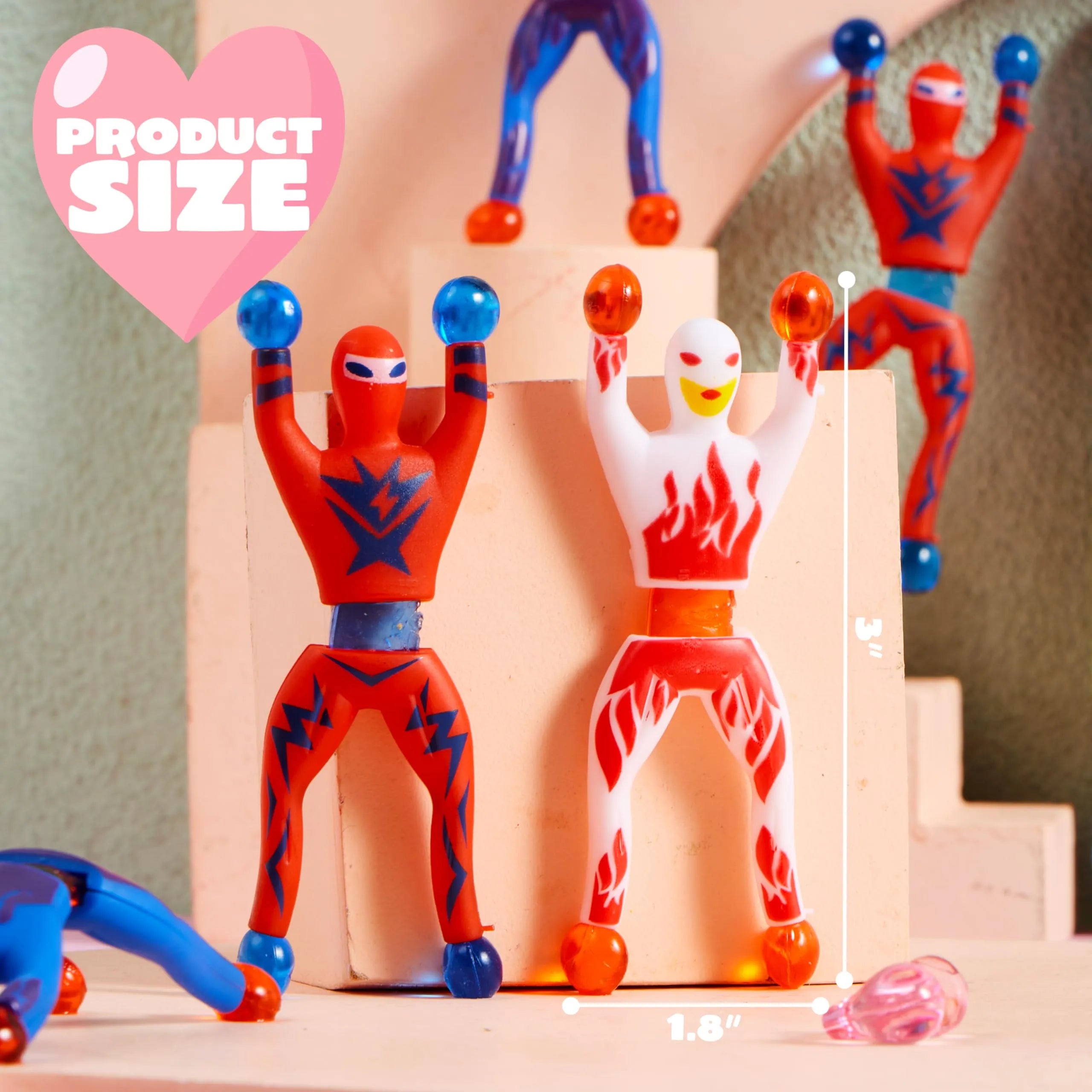 28 Pack Valentine's Day Ninja Sticky Men with Cards, Classroom Exchange Gifts for Kids