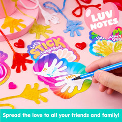 28 Pack Valentine's Day Sticky Hands with Cards, Classroom Exchange Gift for Kids