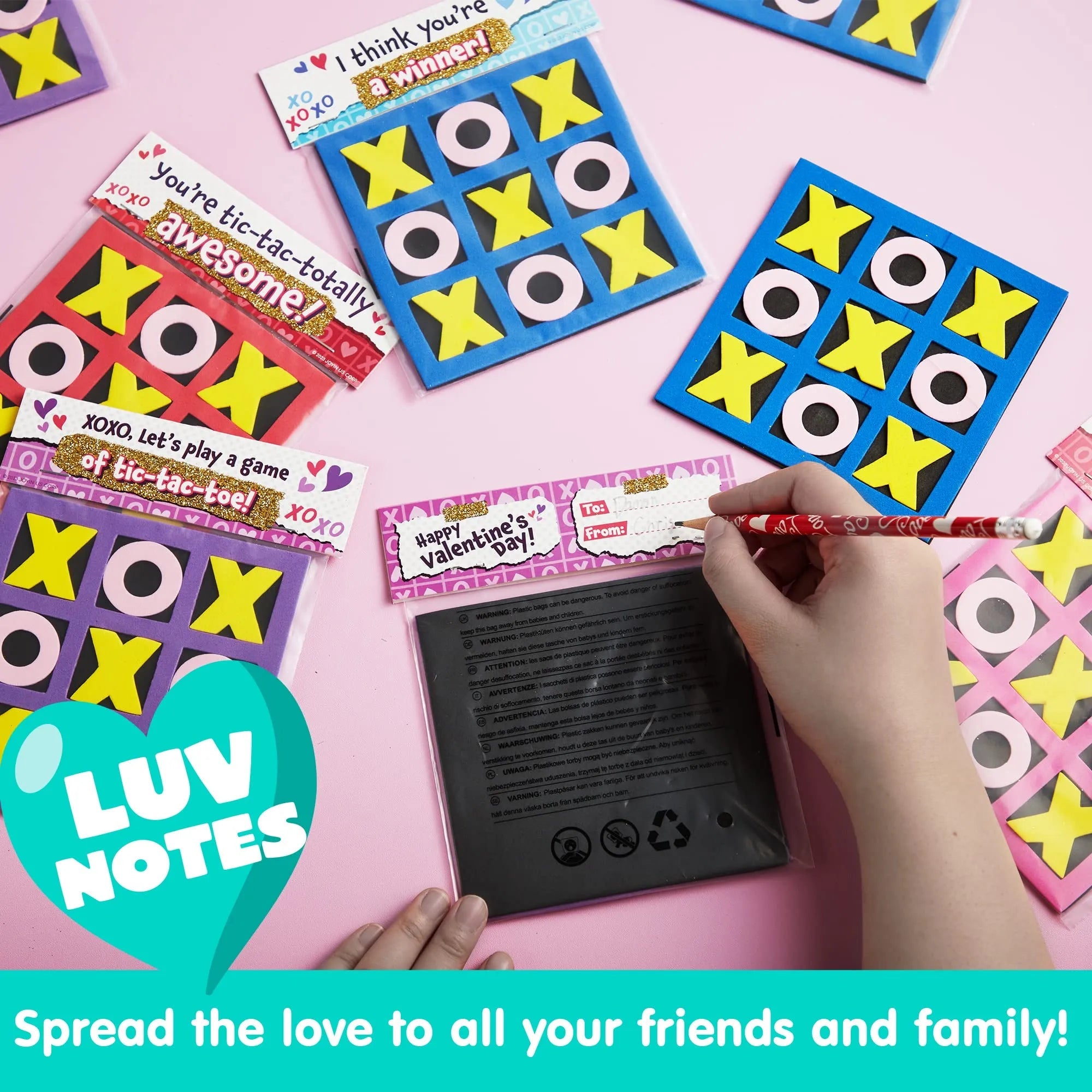 28Pack Valentines Day Gifts Cards with Foam Tic-Tac-Toe Mini Board Game Toys