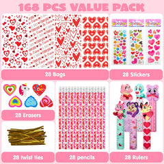 28 Pack Valentines Day Stationery Set Assorted for Kids Exchange Gift