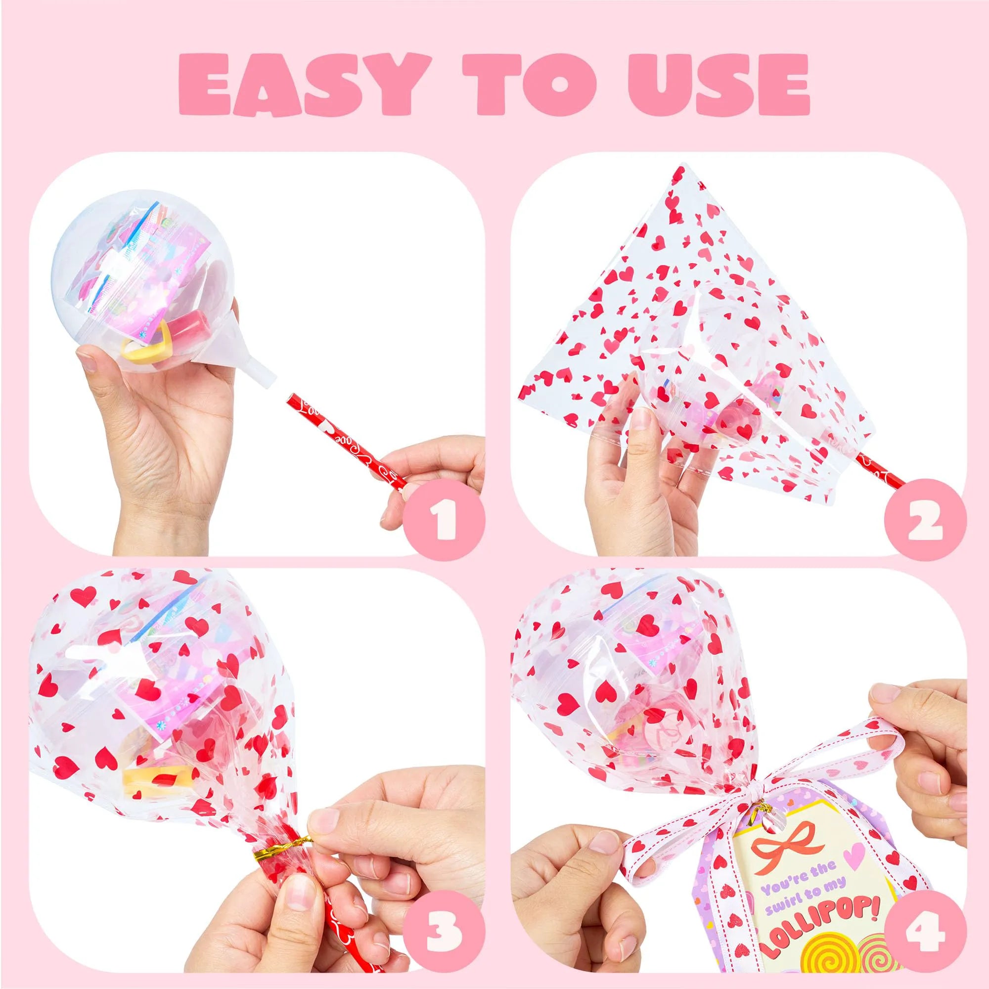 28-Pack Giant Valentine Lollipop Stationery Set with Cards, Pencils, Erasers, Stampers, Sharpener, and Stickers
