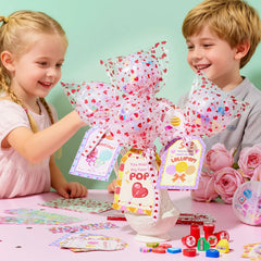 28-Pack Giant Valentine Lollipop Stationery Set with Cards, Pencils, Erasers, Stampers, Sharpener, and Stickers