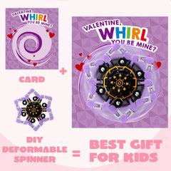 28-Pack Valentine's Day Cards with Fidget Spinners, 3 Designs for Kids School Exchange