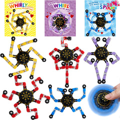 28-Pack Valentine's Day Cards with Fidget Spinners, 3 Designs for Kids School Exchange