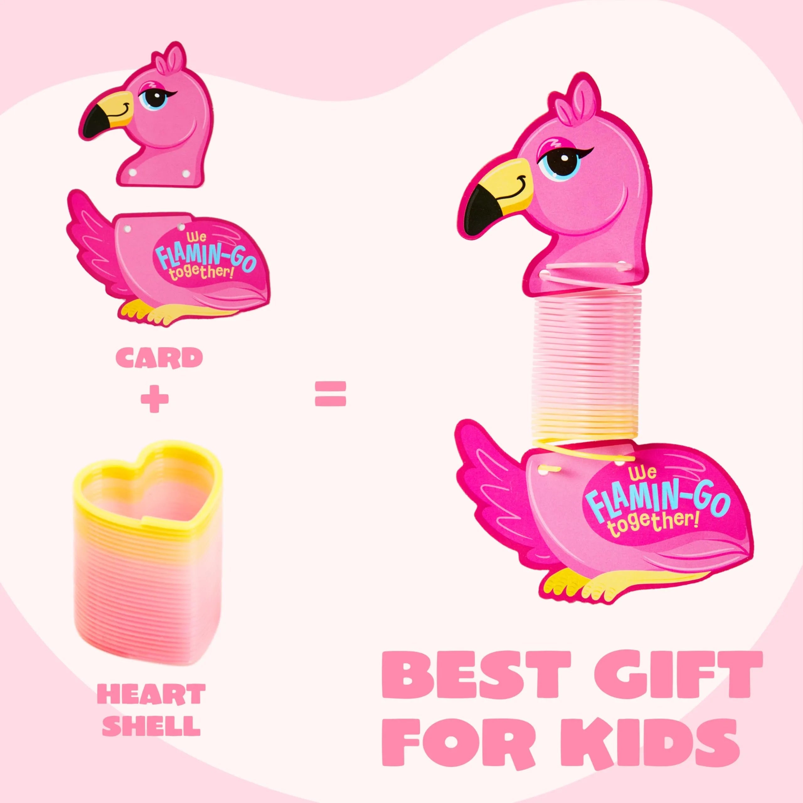 28 Packs Valentine’s Day Critter Kind Gift Cards with Colored Springs for Kids Classroom Exchange