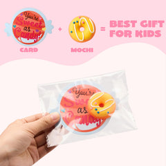 28 Packs Valentine's Day Gift Cards with Candy Mochi Squishy Toys for Kids Classroom Gift Exchange