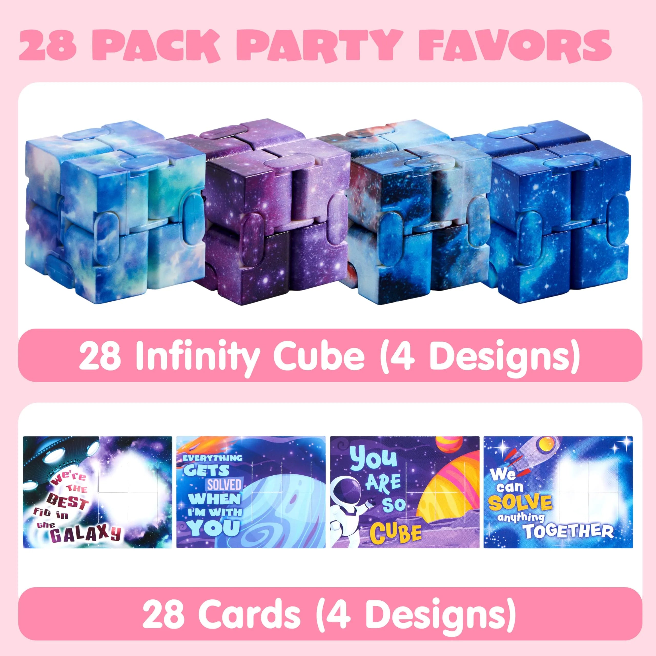 28 Valentine's Day Gift Cards with Infinity Magic Cube Fidget Toys