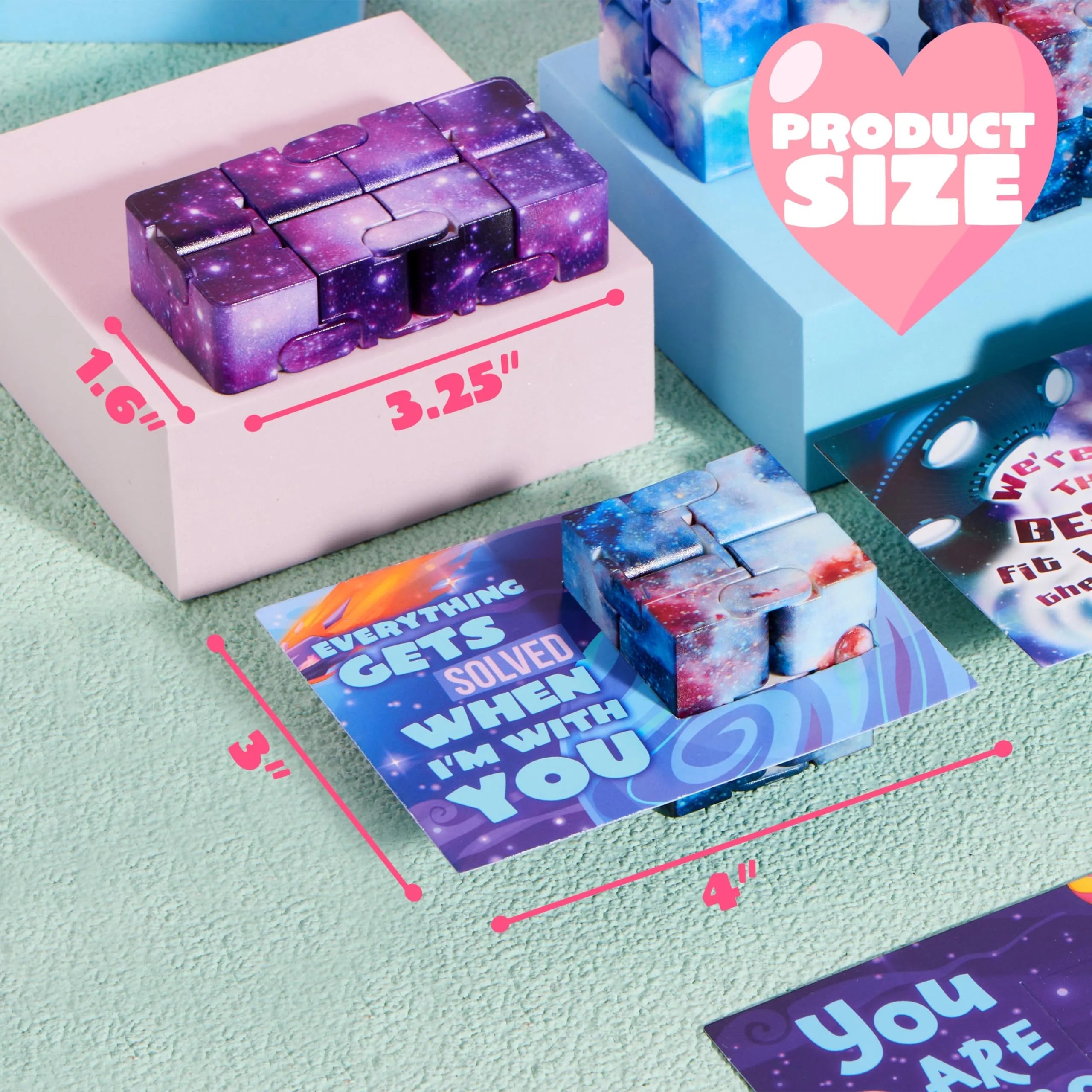 28 Valentine's Day Gift Cards with Infinity Magic Cube Fidget Toys