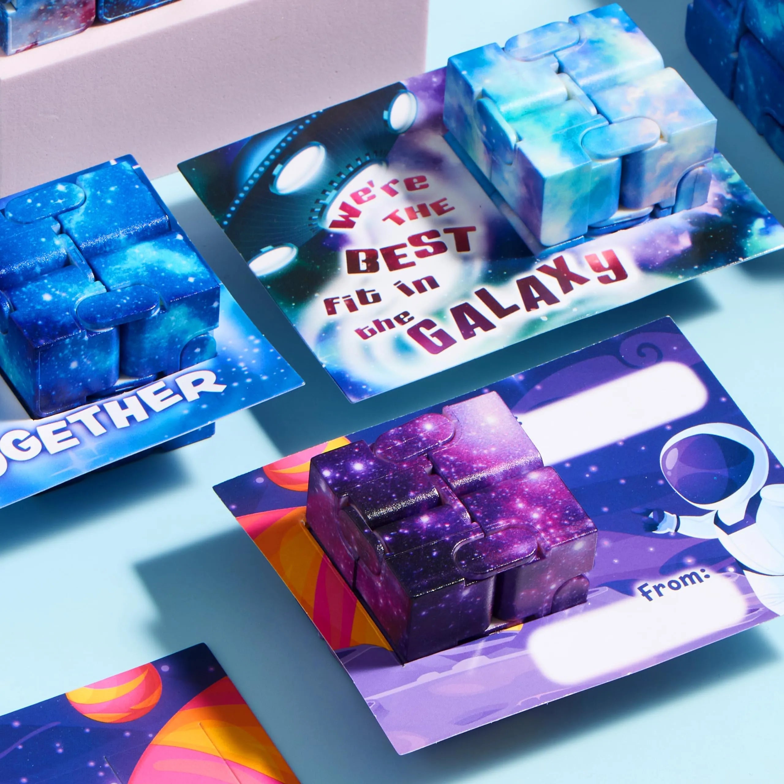 28 Valentine's Day Gift Cards with Infinity Magic Cube Fidget Toys