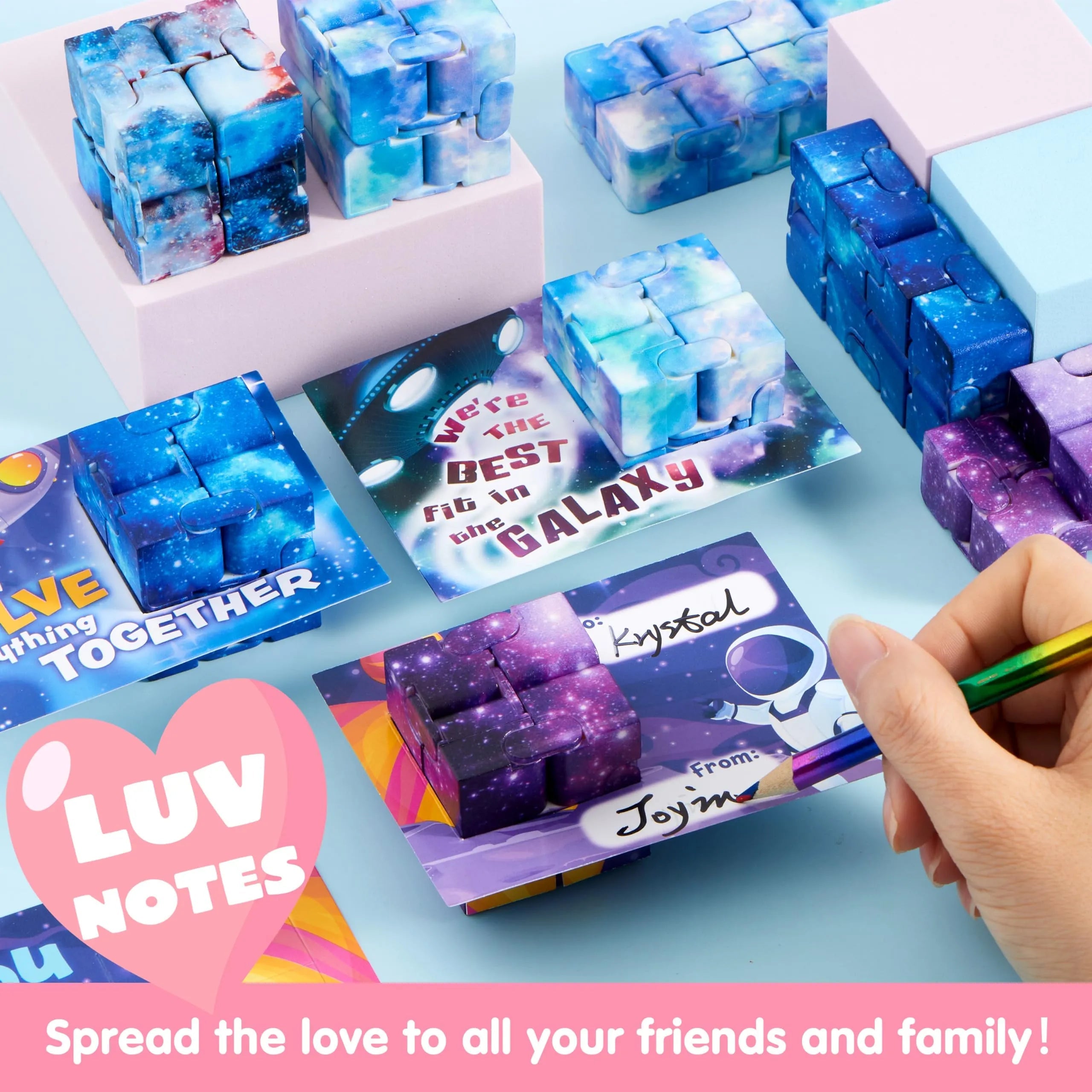 28 Valentine's Day Gift Cards with Infinity Magic Cube Fidget Toys