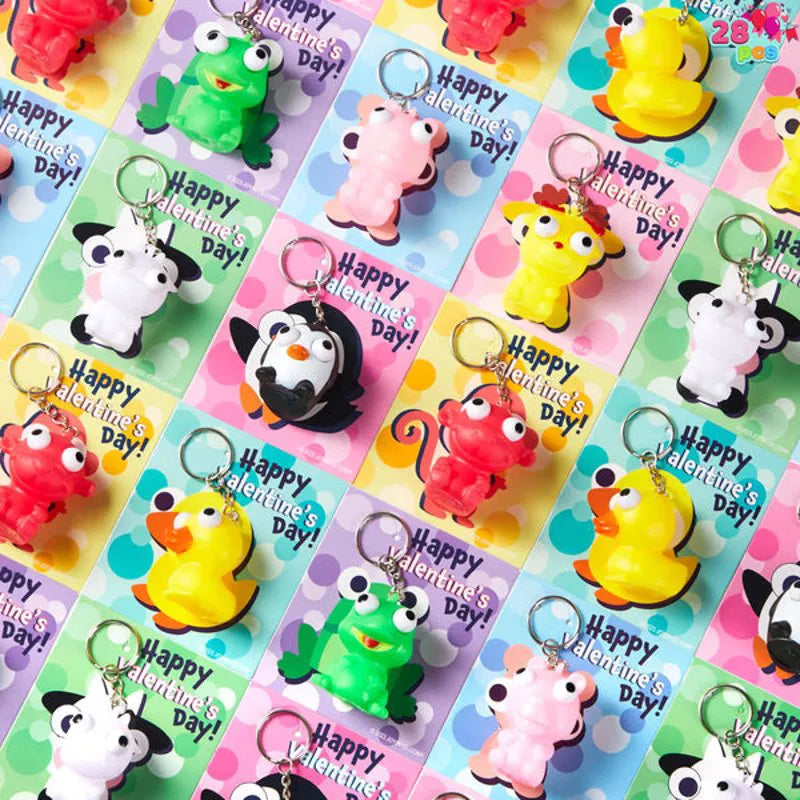 28-Pack Wind-Up Toys with Valentine's Day Cards for Kids' Party Favors