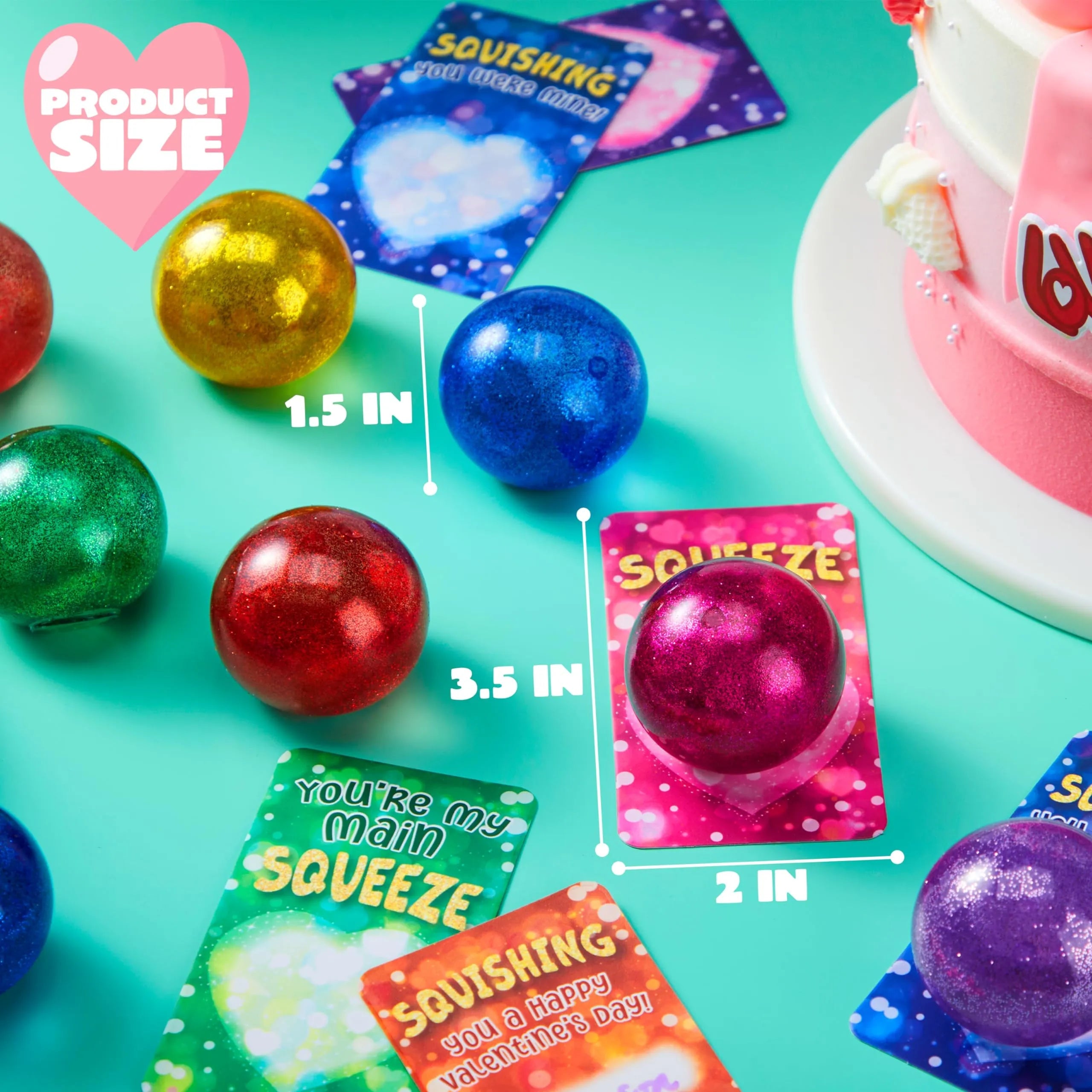 28 Pack Valentine's Day Stretchy Balls with Cards, Classroom Exchange Gift for Kids