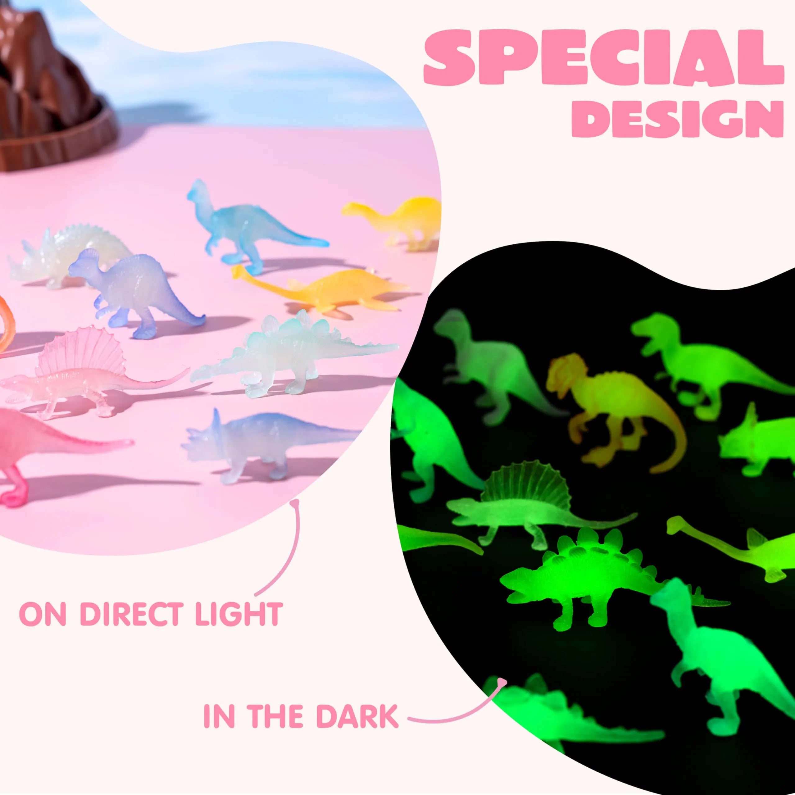 28 Pack Valentine's Day Cards with Glow-in-the-Dark Dinosaur Toys for Kids Classroom Exchange