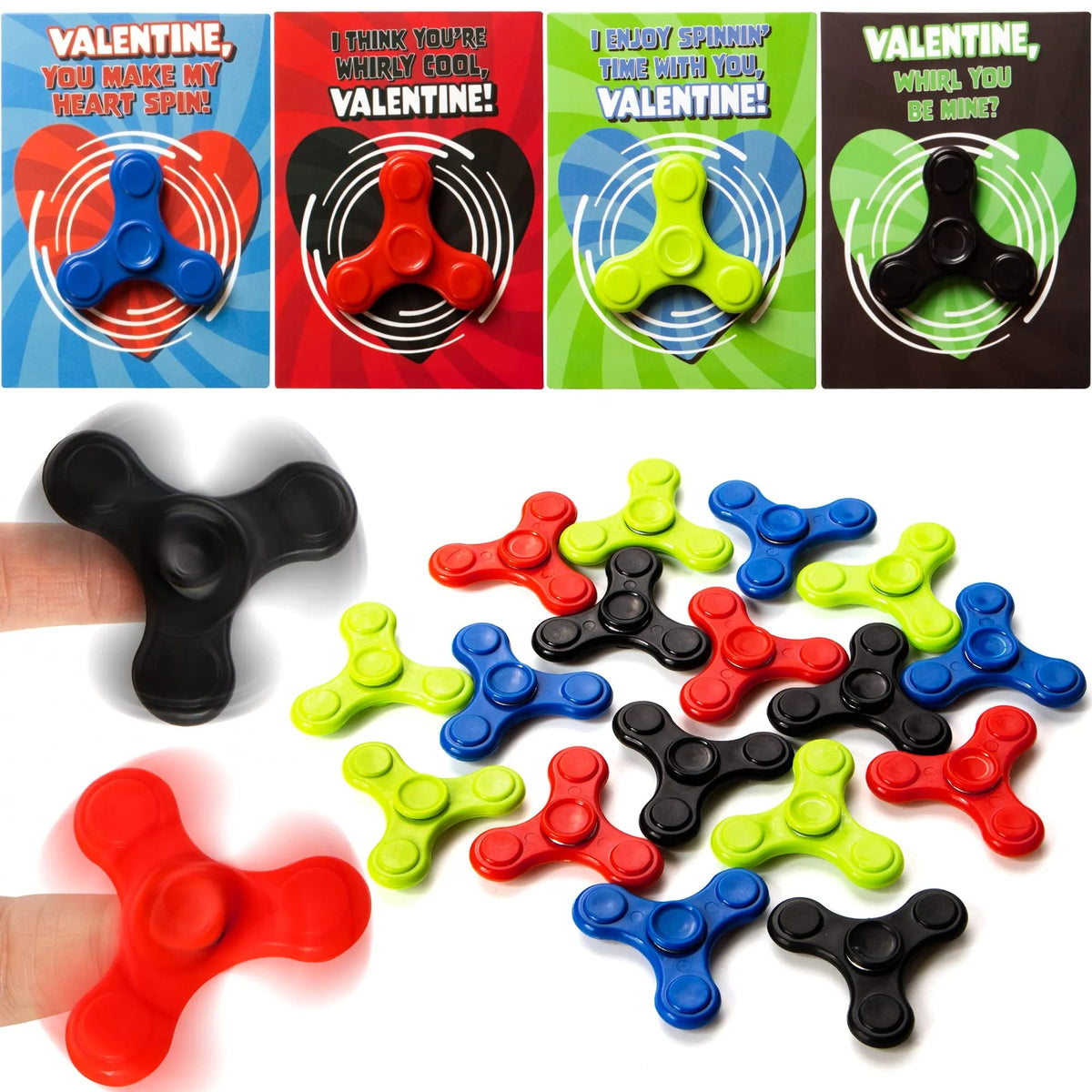 28-Pack Valentine's Day Spinner Cards for Kids Classroom Exchange Gifts