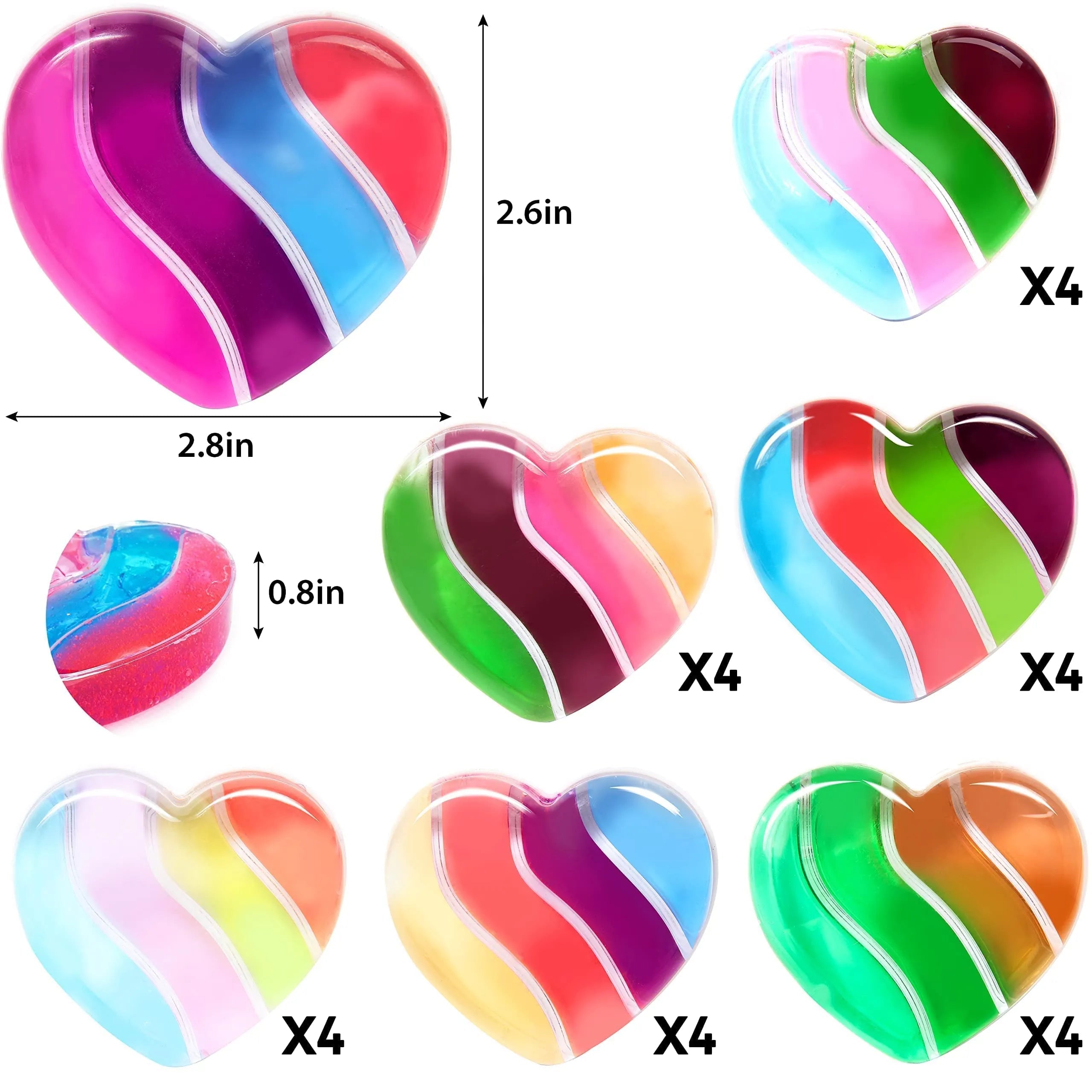 28-Piece Heart Multicolor Slime Set with Stickers
