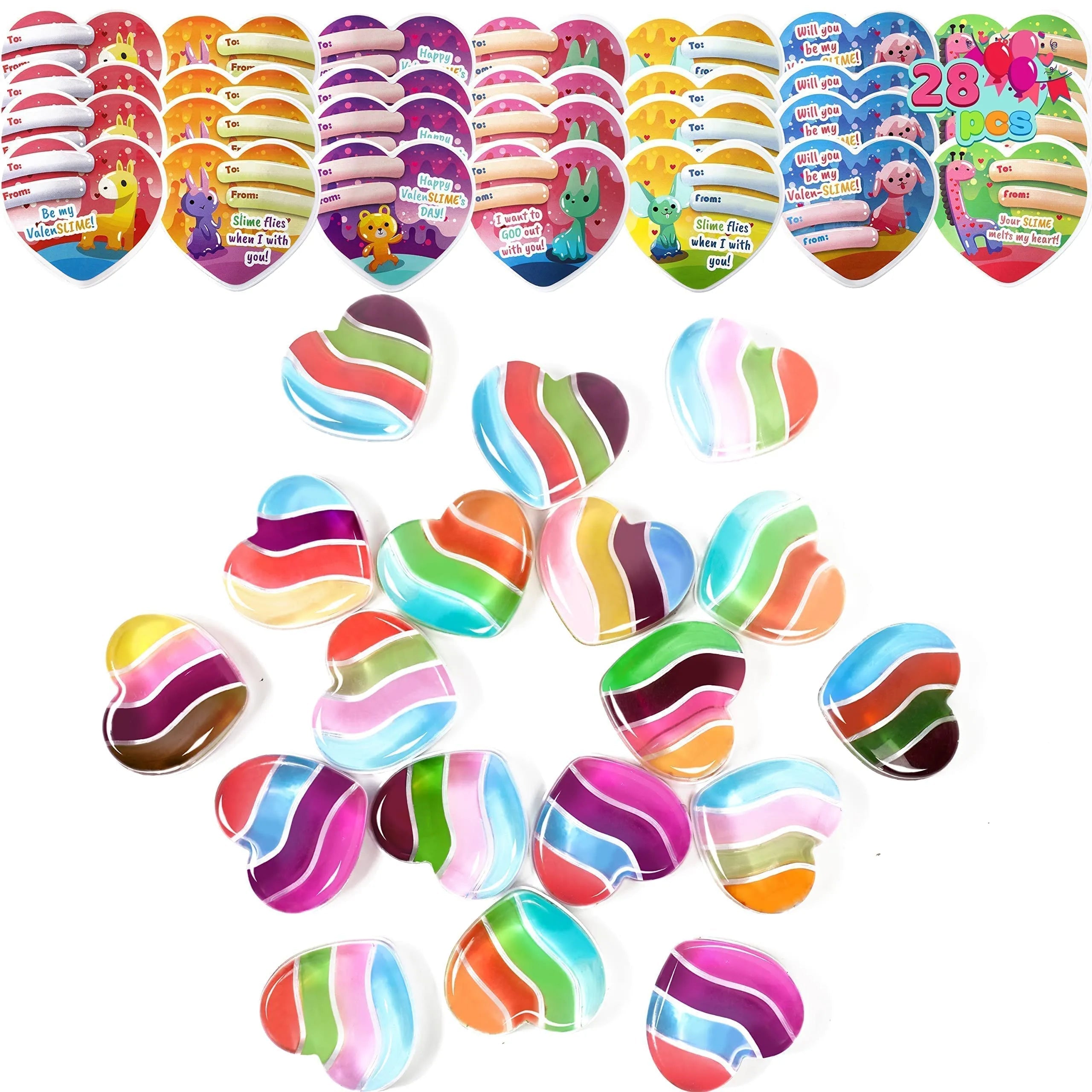28-Piece Heart Multicolor Slime Set with Stickers