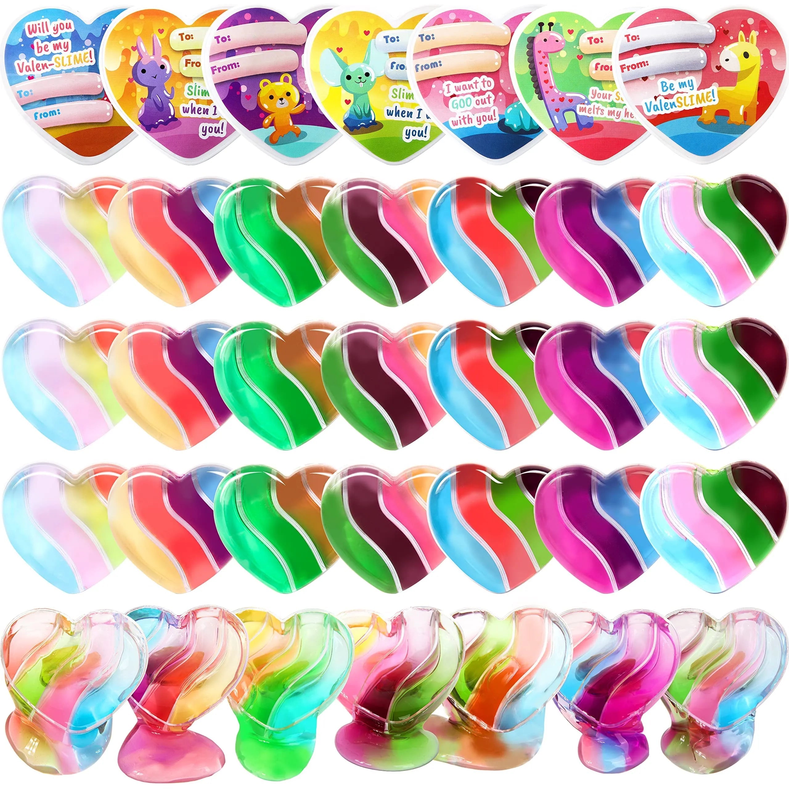 28-Piece Heart Multicolor Slime Set with Stickers