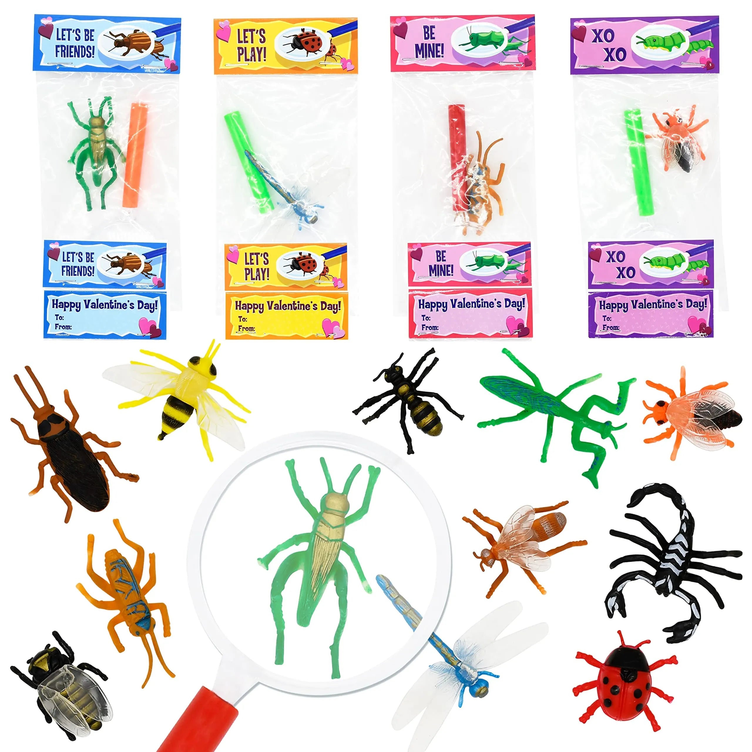 28Pcs Insect Sets with Valentines Day Cards for Kids-Classroom Exchange Gifts