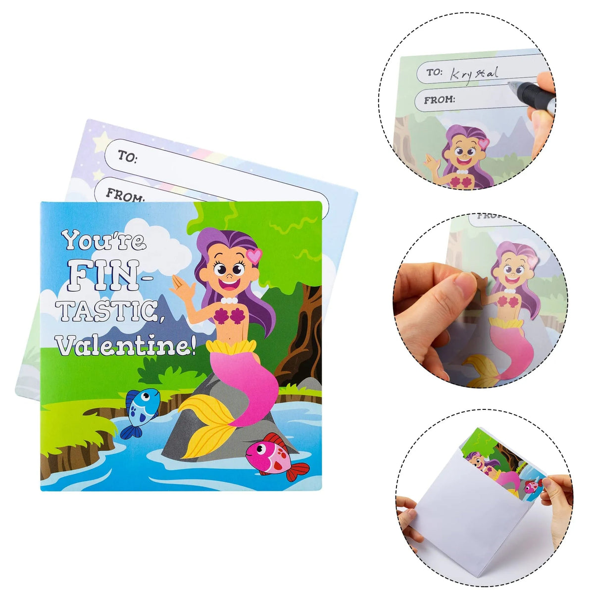 28Pcs Kids Valentine's Cards with Stickers - Classroom Exchange Gifts