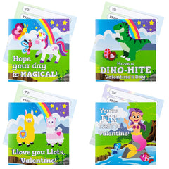 28Pcs Kids Valentine's Cards with Stickers - Classroom Exchange Gifts