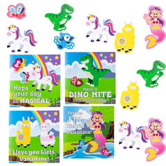 28Pcs Kids Valentine's Cards with Stickers - Classroom Exchange Gifts