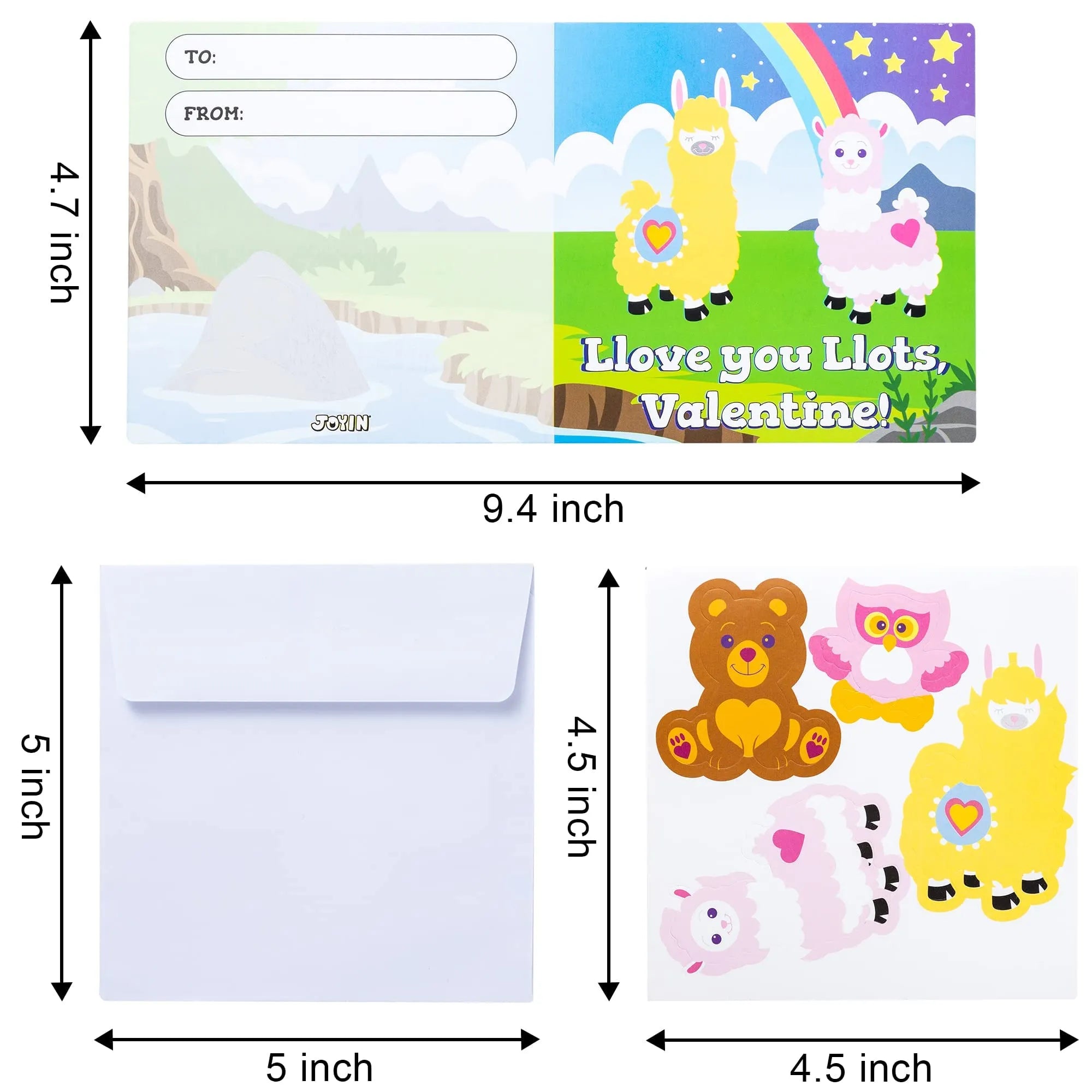 28Pcs Kids Valentine's Cards with Stickers - Classroom Exchange Gifts