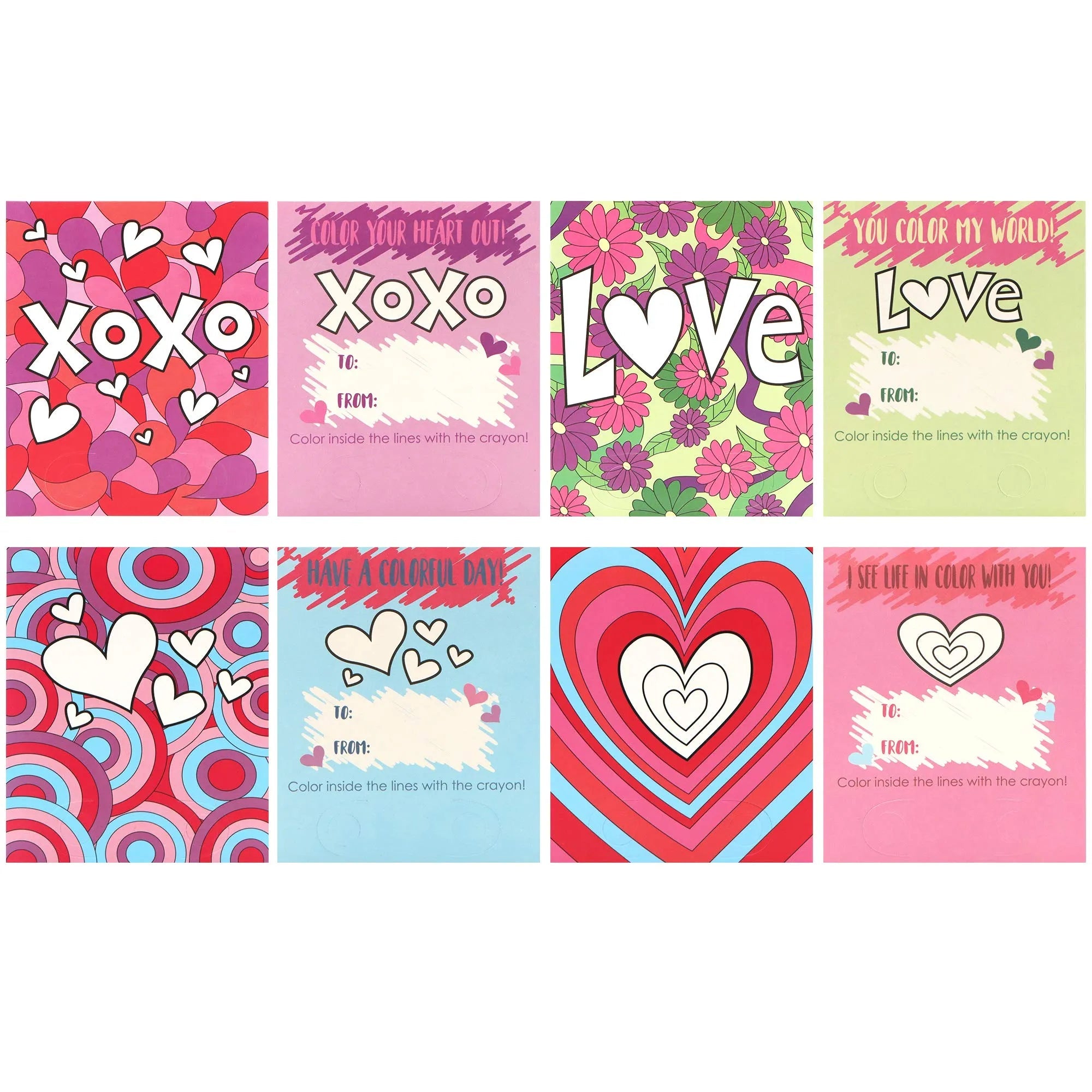 28Pcs Kids Valentine's Cards with Heart-Shaped Crayons - Classroom Exchange Gifts