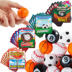 28Pcs Kids Valentine's Cards with Mini Sport Balls - Classroom Exchange Gifts