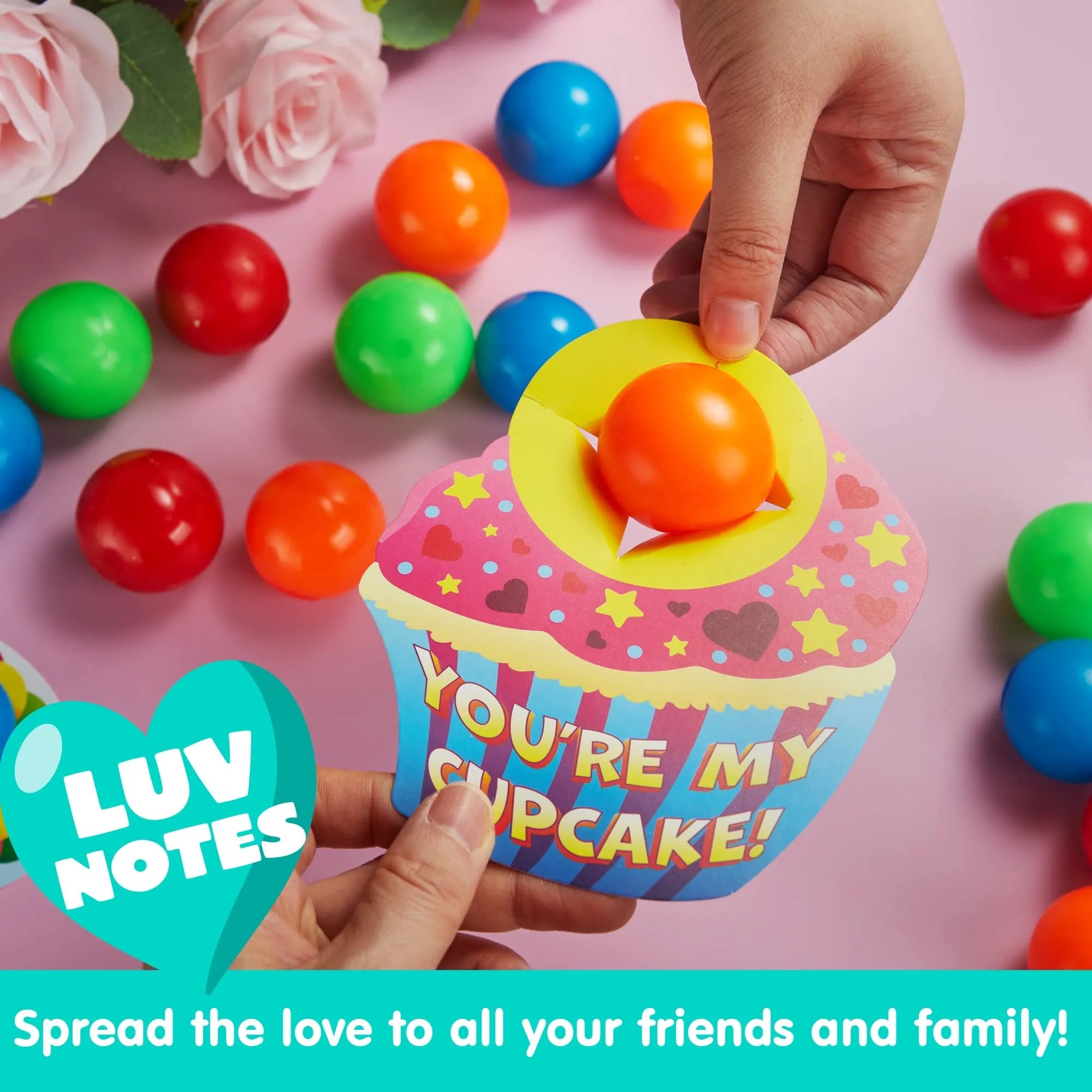 28Pcs Kids Valentine's Cards with Mini Squeeze Balls Set - Classroom Exchange Gifts