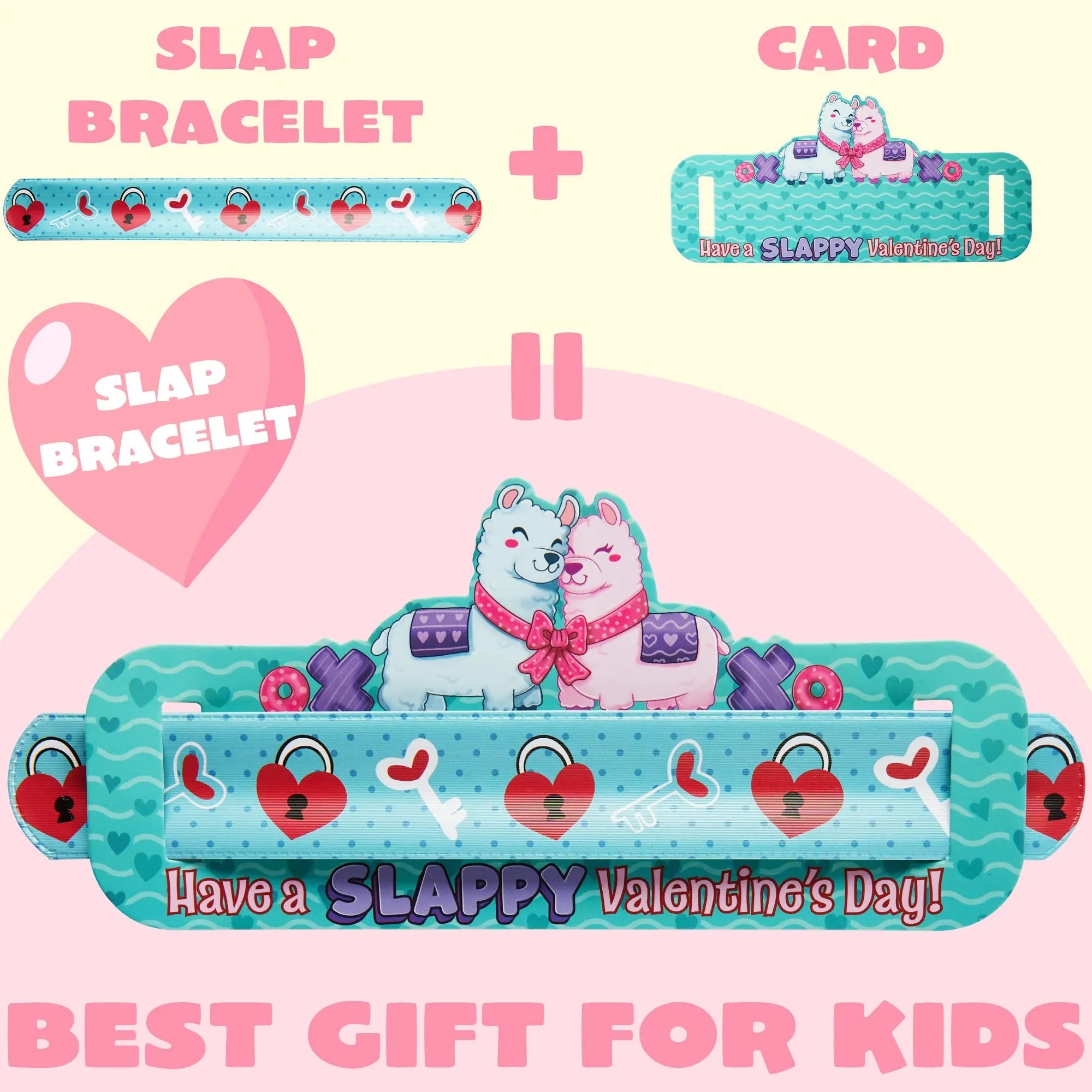 28-Pack Valentine's Day Cards for Kids with Slap Bracelets - Classroom Exchange Gifts