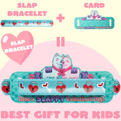 28-Pack Valentine's Day Cards for Kids with Slap Bracelets - Classroom Exchange Gifts