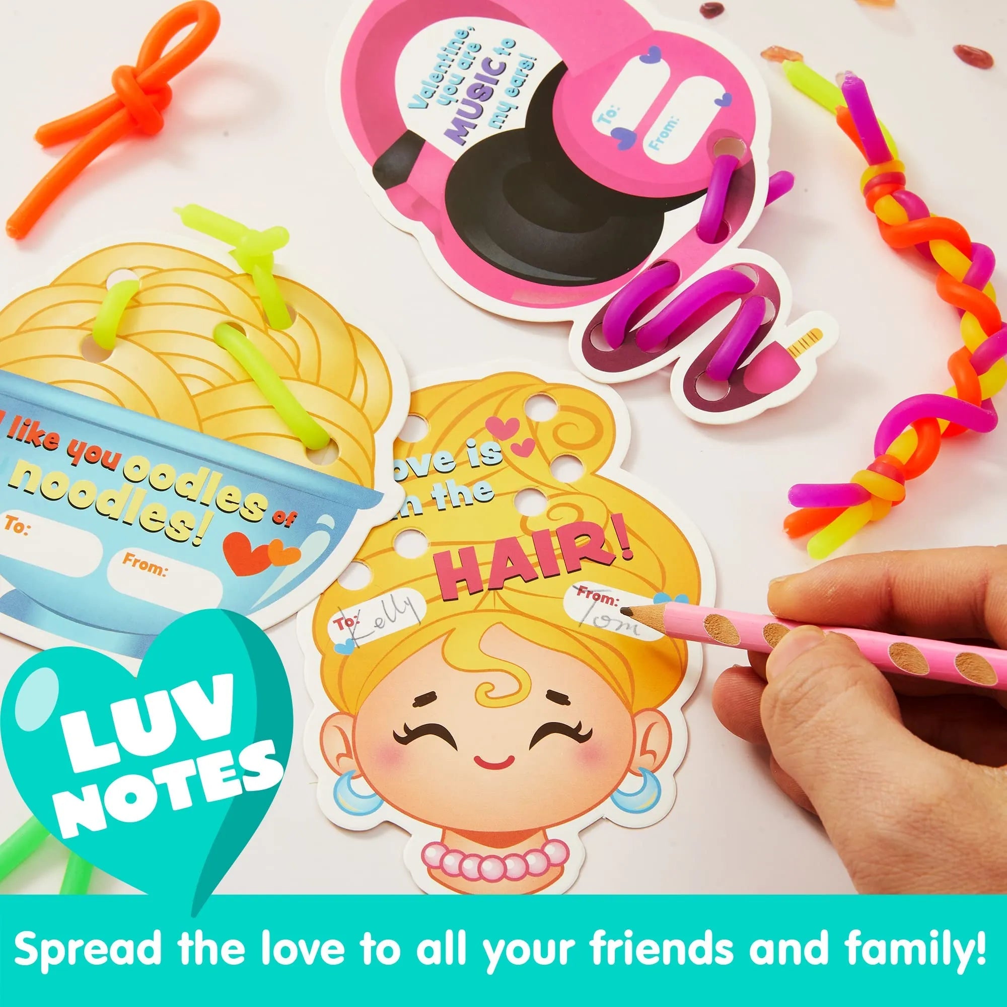 28Pcs Kids Valentine's Cards with Stretchy String - Classroom Exchange Gifts