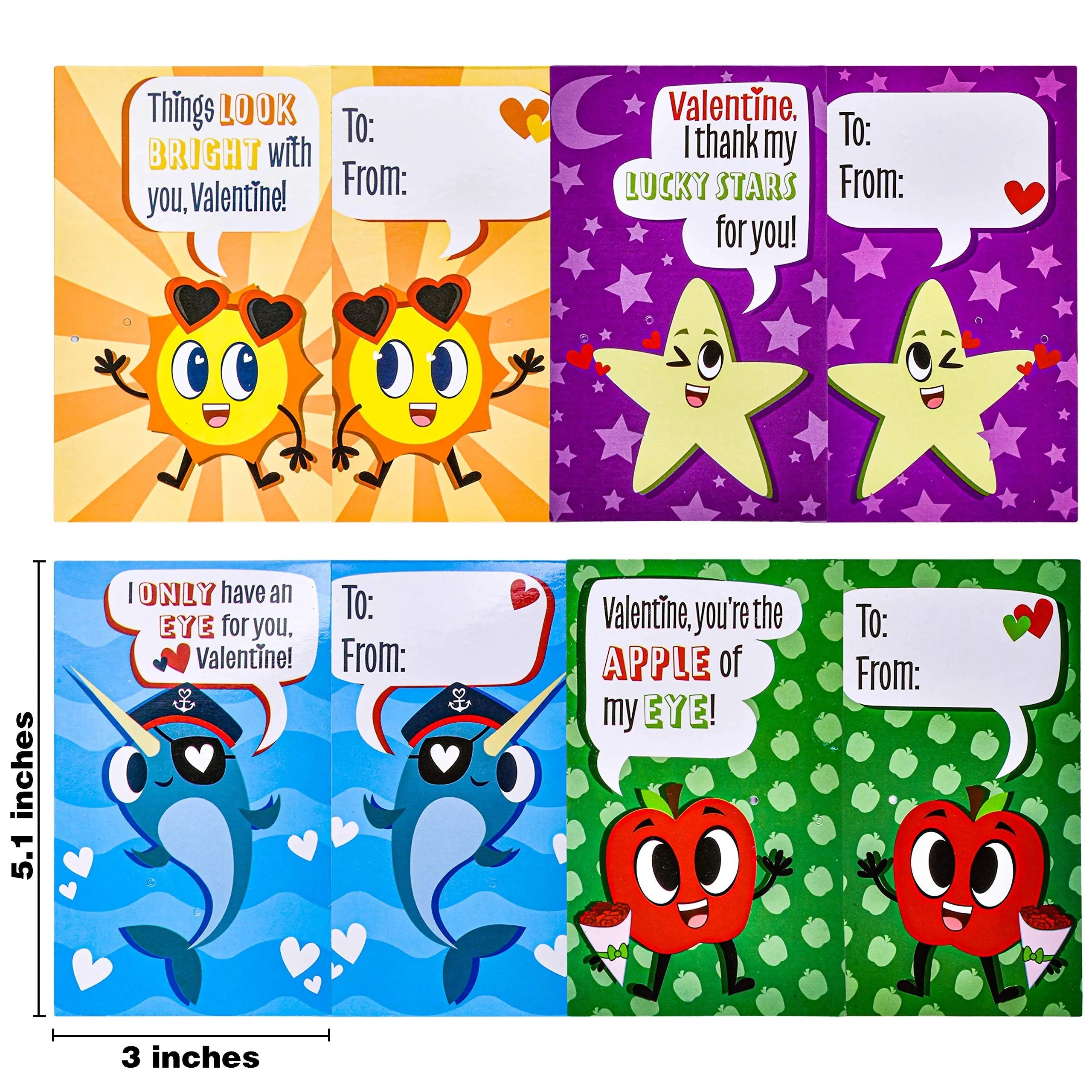 28Pcs Kids Valentine's Cards with Telescopes - Classroom Exchange Gifts