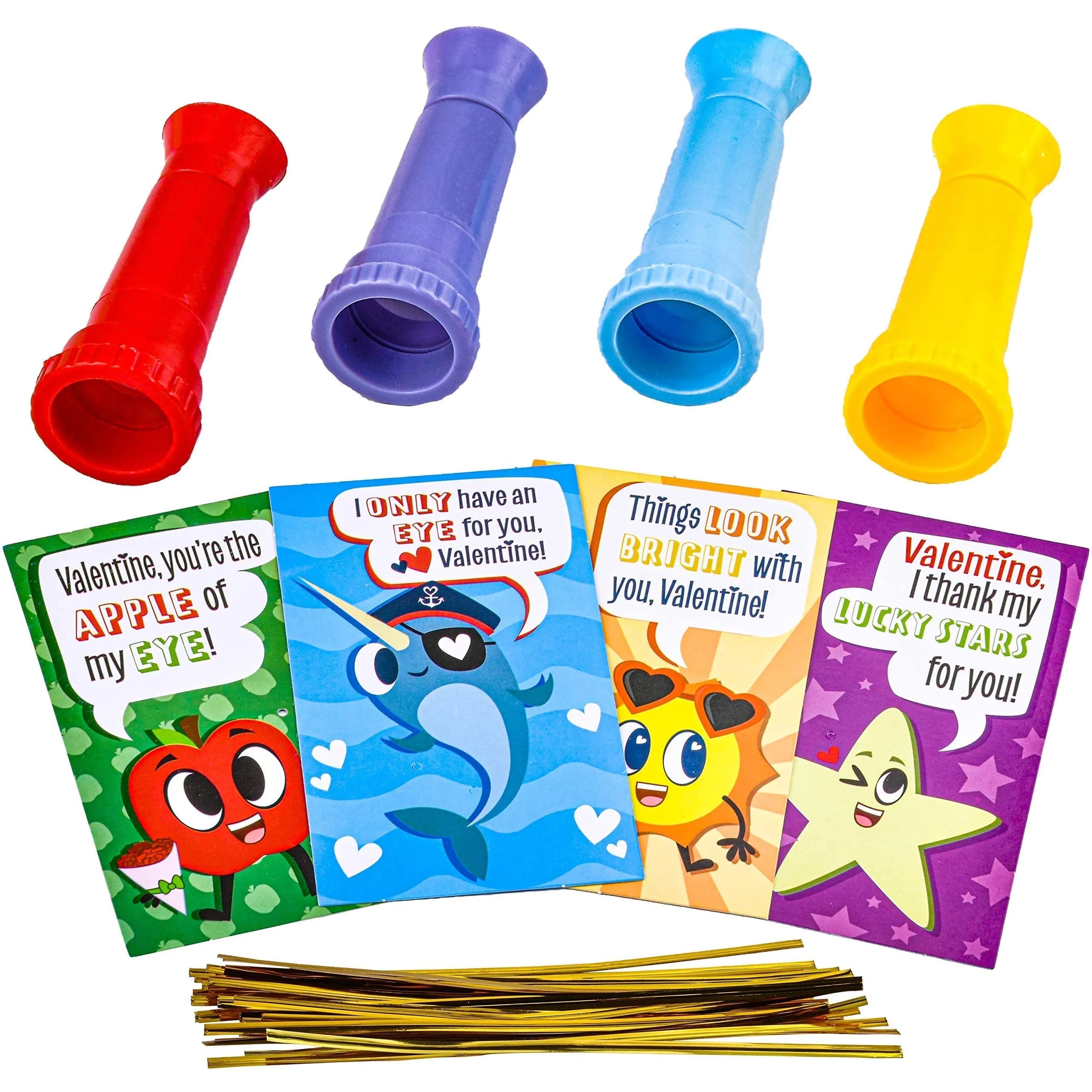 28Pcs Kids Valentine's Cards with Telescopes - Classroom Exchange Gifts