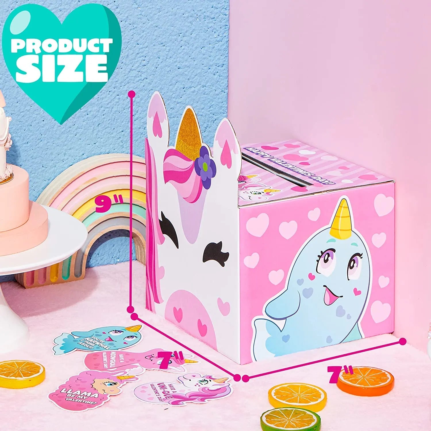 28Pcs Kids Valentine's Day Cards with Unicorn Mailbox - Classroom Exchange Gifts