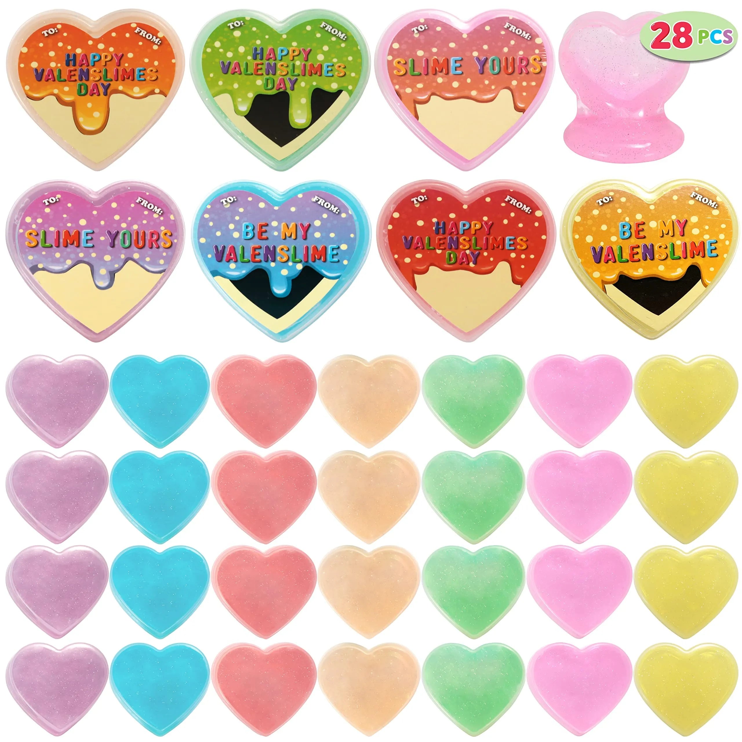 28-Piece Multicolor Glow-in-the-Dark Slime Heart Cases & Stickers