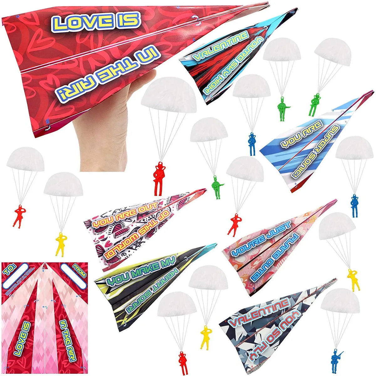 28-Piece Paper Planes with Parachute Toy Set for Kids