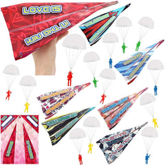 28-Piece Paper Planes with Parachute Toy Set for Kids