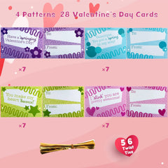 28-Pack Rainbow Spring Toys with Valentine's Day Cards for Kids Classroom Exchange Gifts