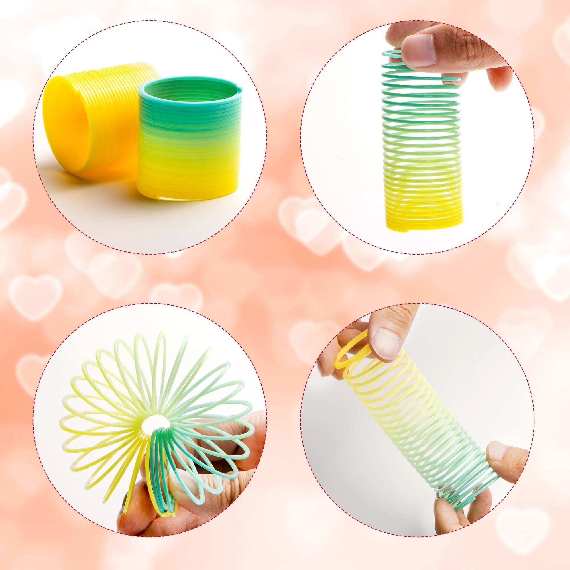 28-Pack Rainbow Spring Toys with Valentine's Day Cards for Kids Classroom Exchange Gifts