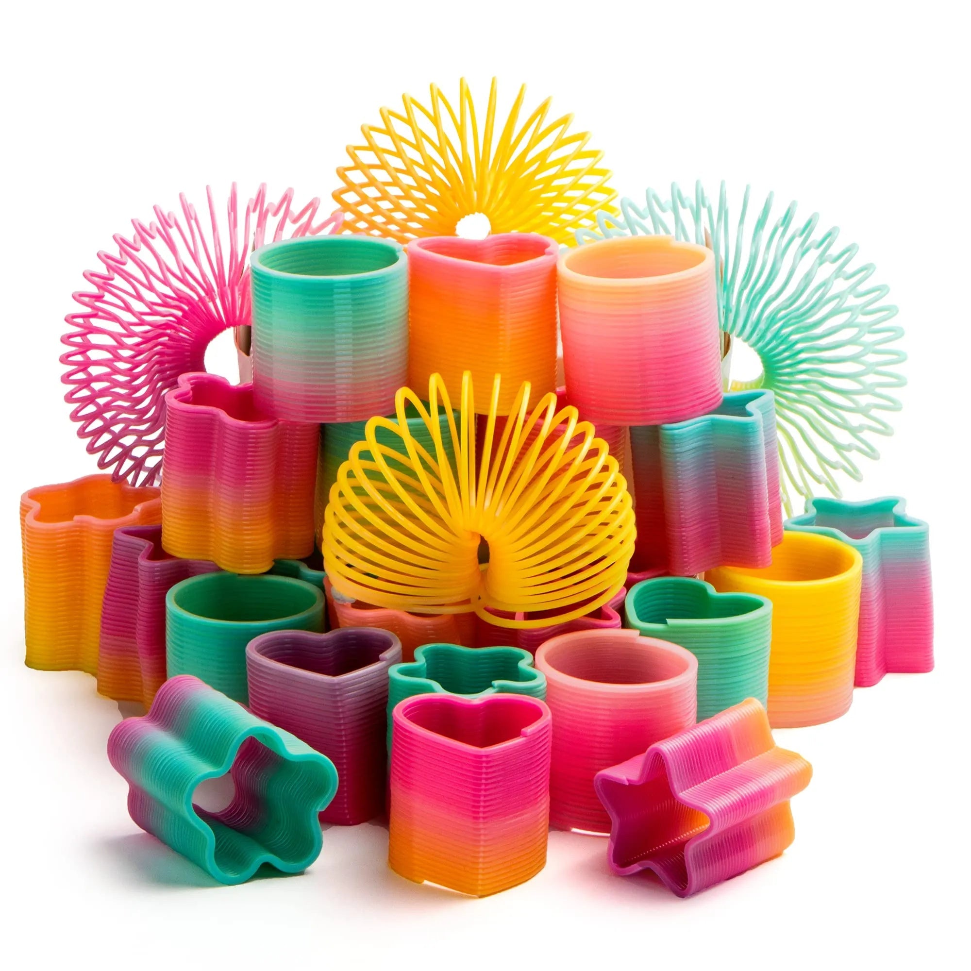 28-Pack Rainbow Spring Toys with Valentine's Day Cards for Kids Classroom Exchange Gifts