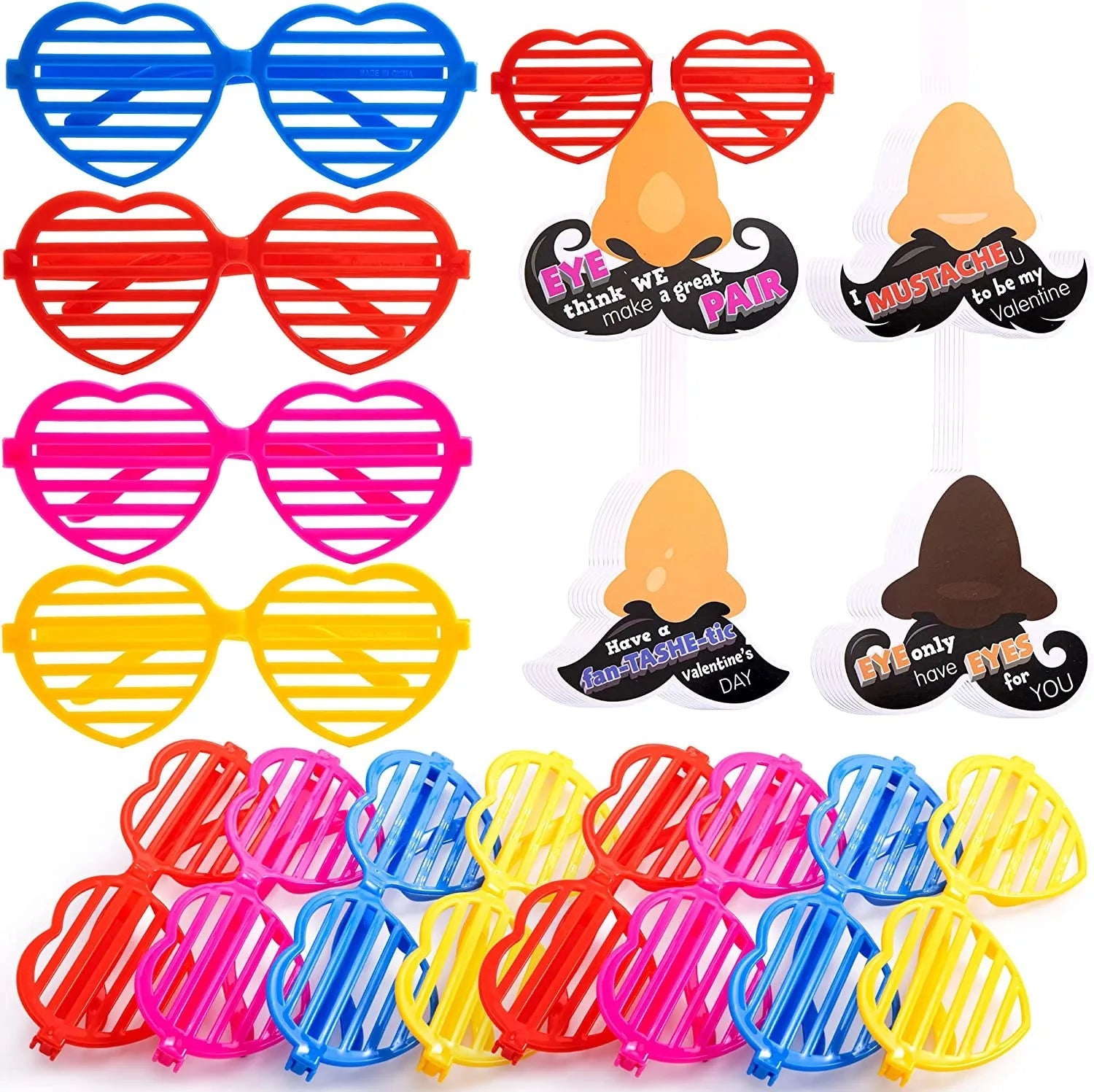 28Pcs Shutter Shade Accessories with Valentine's Day Cards for Kids - Classroom Exchange Gifts