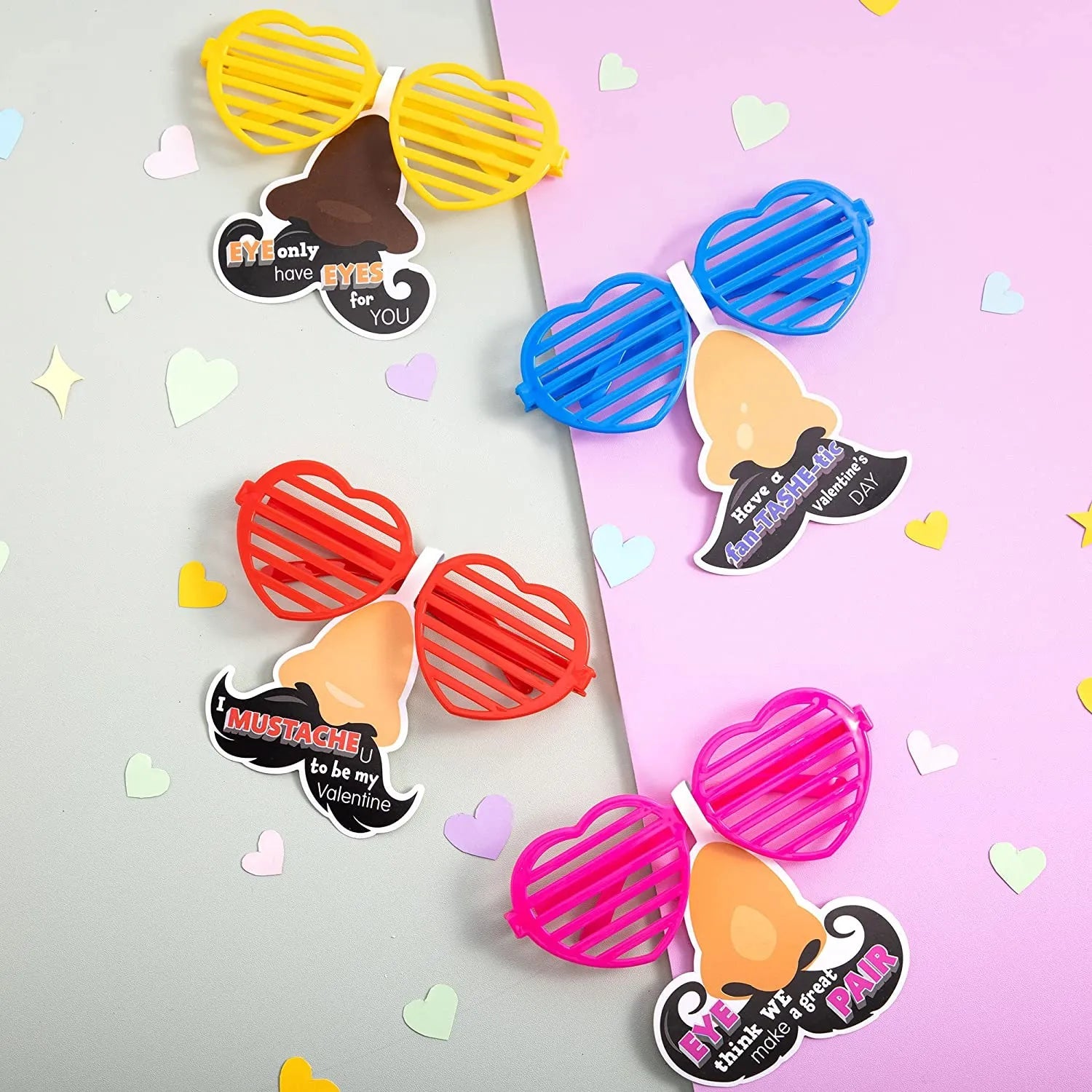 28Pcs Shutter Shade Accessories with Valentine's Day Cards for Kids - Classroom Exchange Gifts