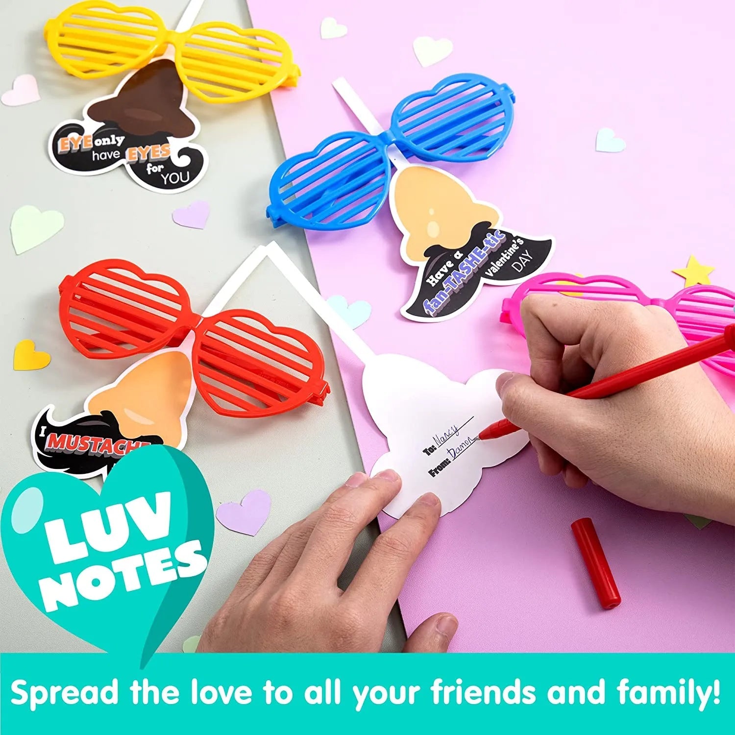 28Pcs Shutter Shade Accessories with Valentine's Day Cards for Kids - Classroom Exchange Gifts