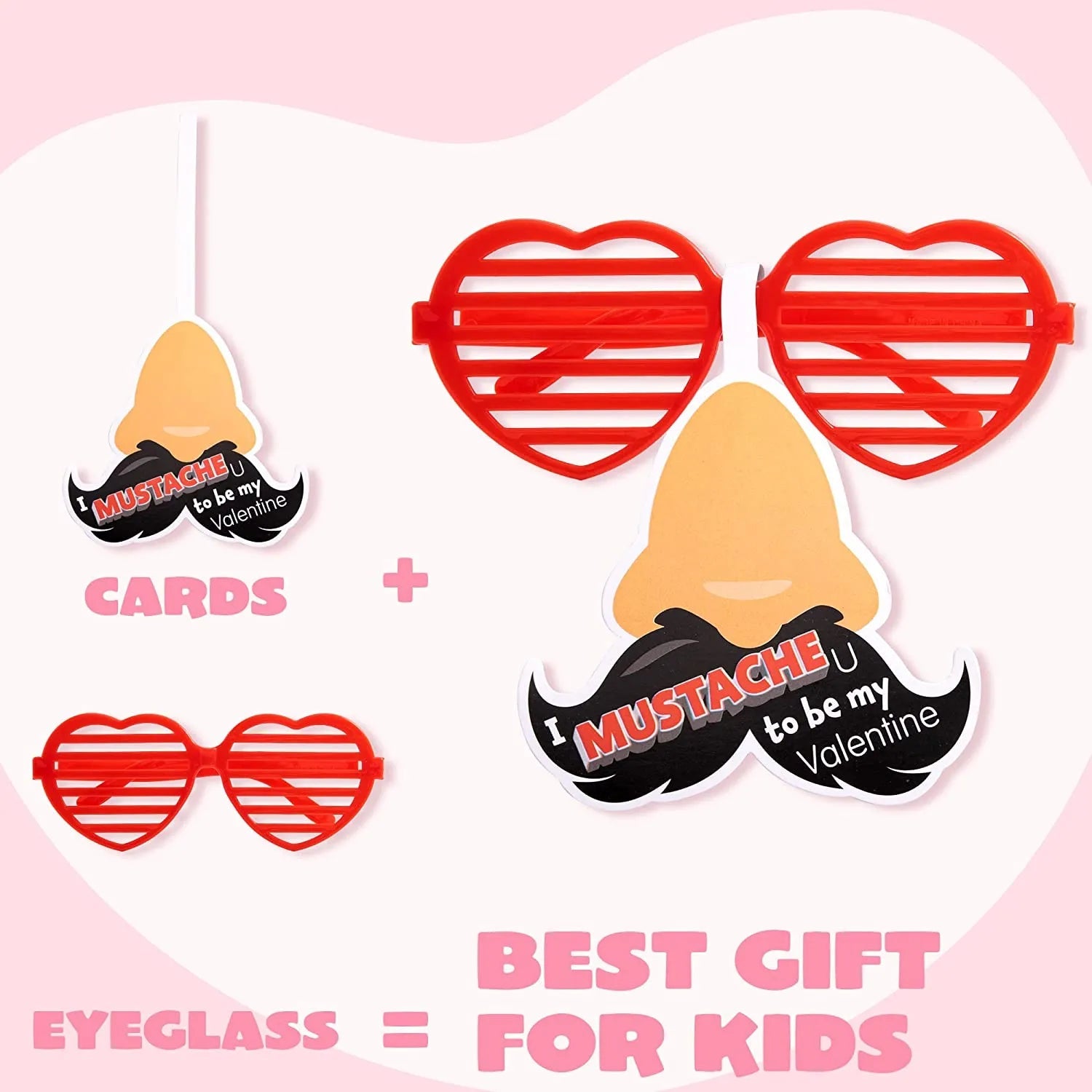 28Pcs Shutter Shade Accessories with Valentine's Day Cards for Kids - Classroom Exchange Gifts