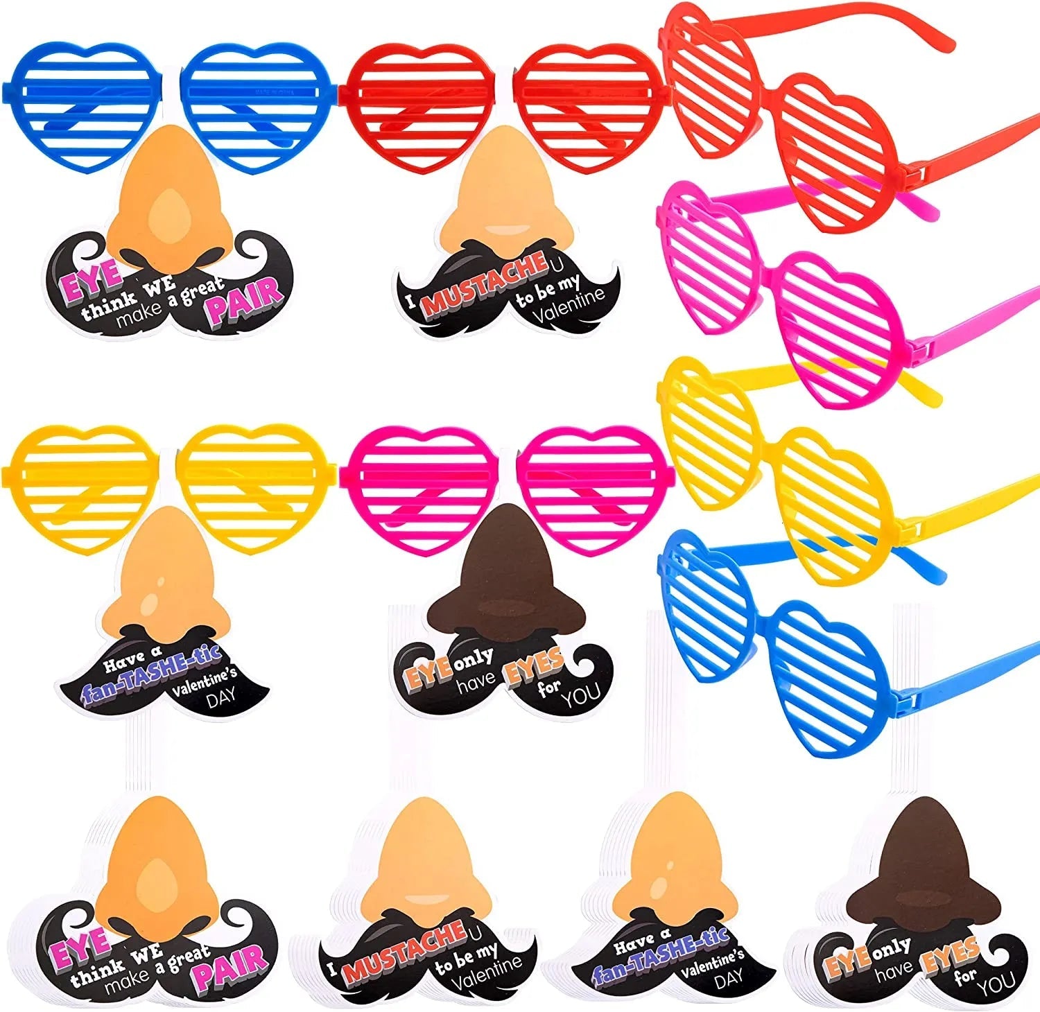 28Pcs Shutter Shade Accessories with Valentine's Day Cards for Kids - Classroom Exchange Gifts