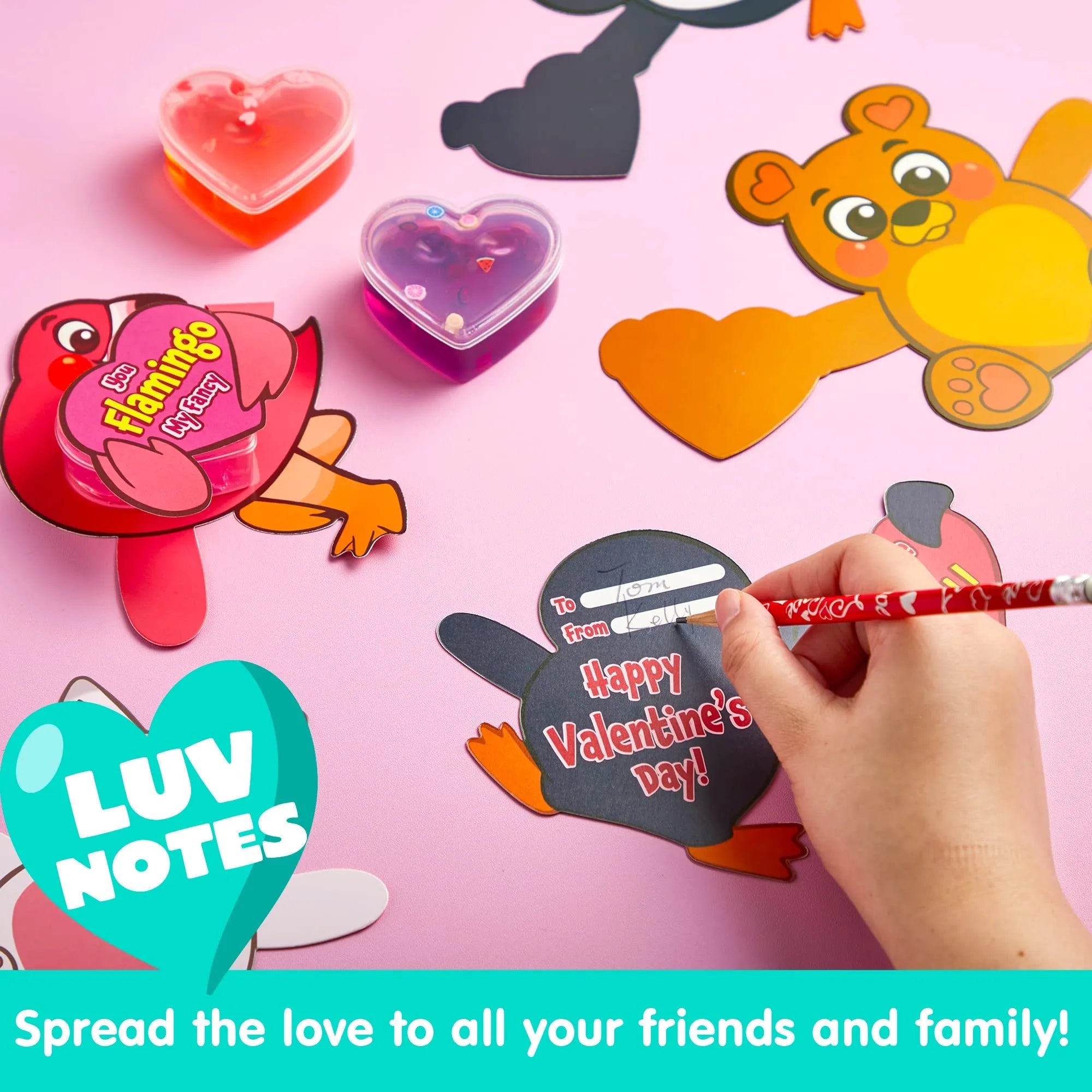 28 Hearts Toys with Valentine's Day Cards for Kids Classroom Exchange Gifts