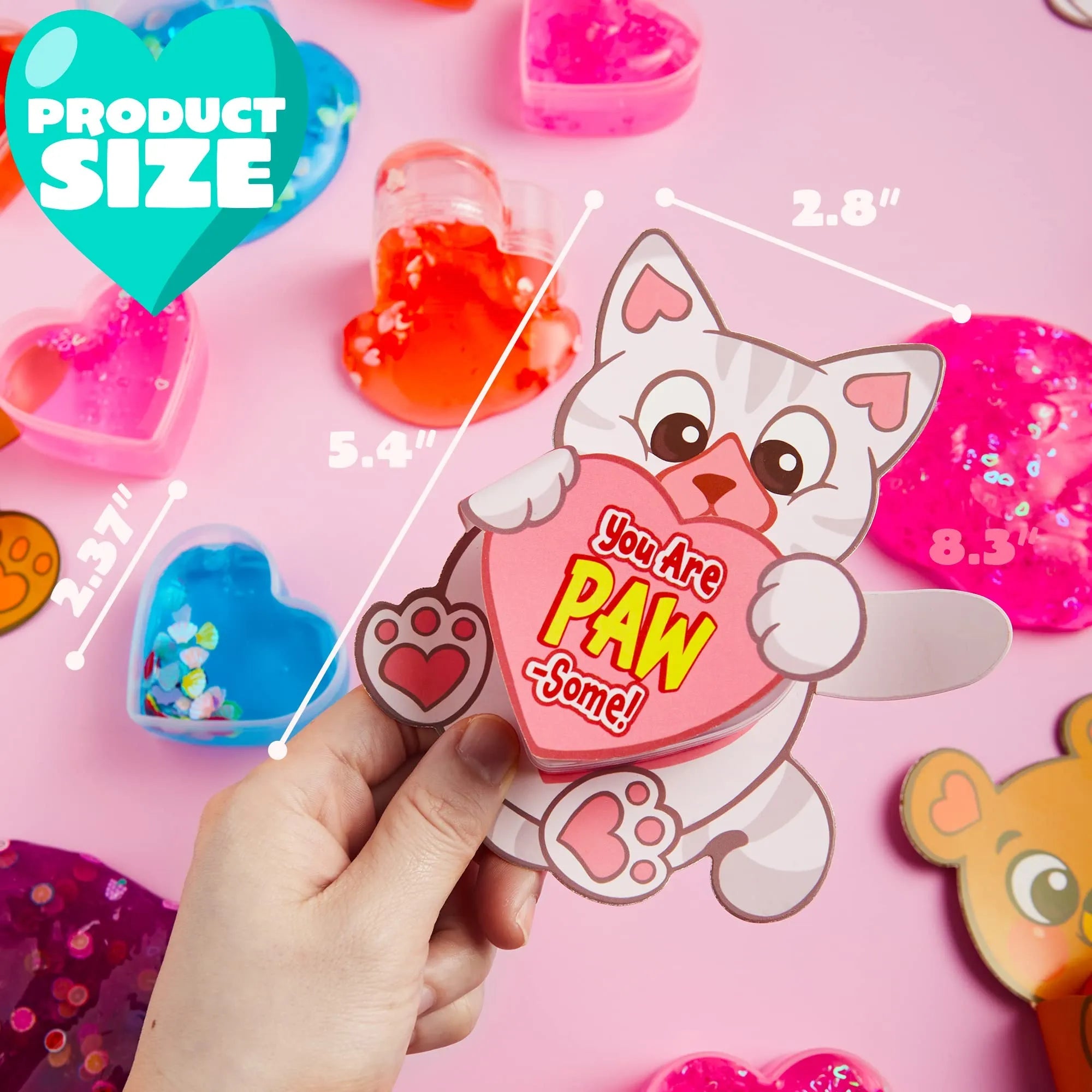 28 Hearts Toys with Valentine's Day Cards for Kids Classroom Exchange Gifts