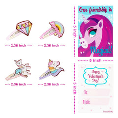 28 Unicorn Hairpins with Valentine's Day Cards for Kids - Classroom Exchange Gifts